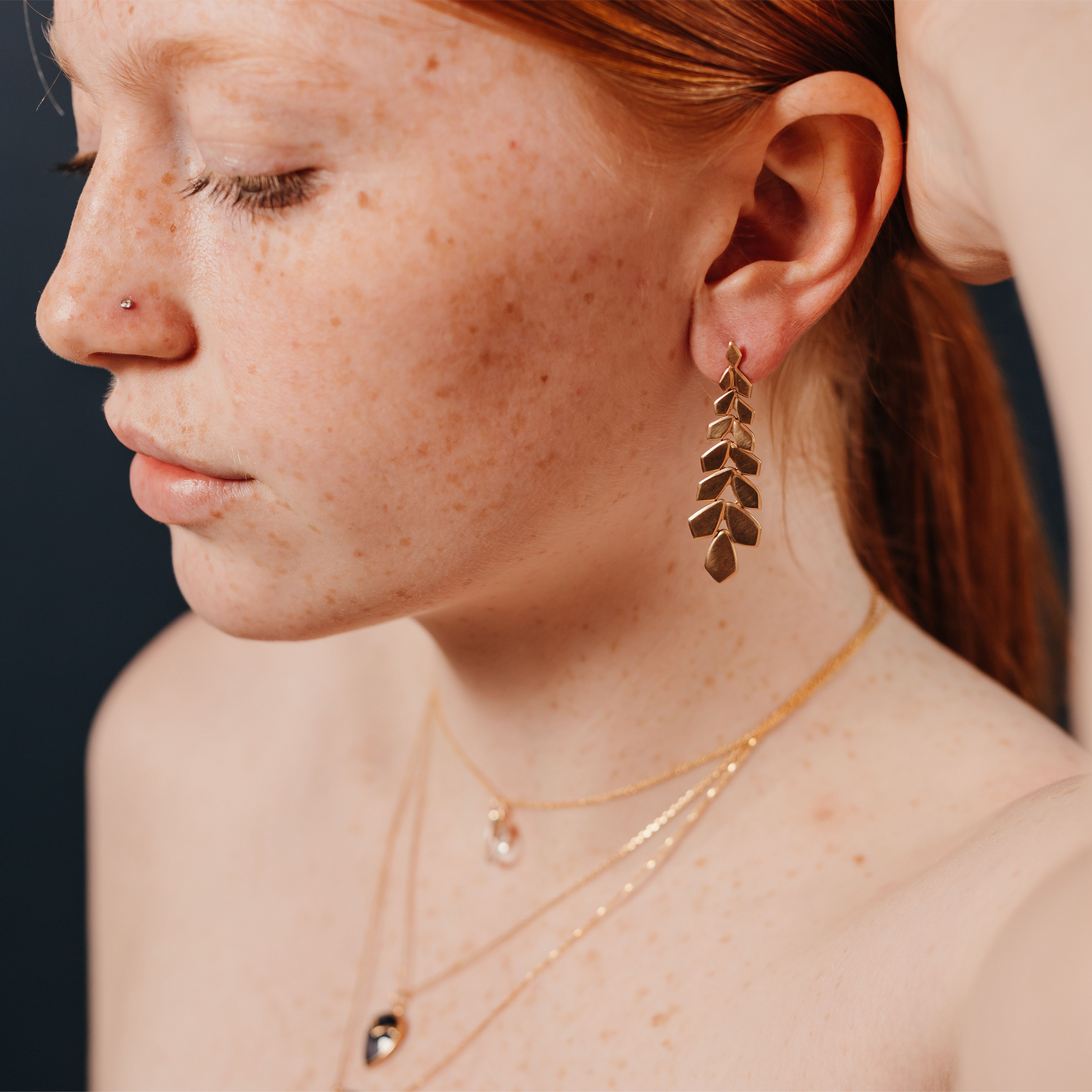 Weeping Willow Earrings in 14k Gold