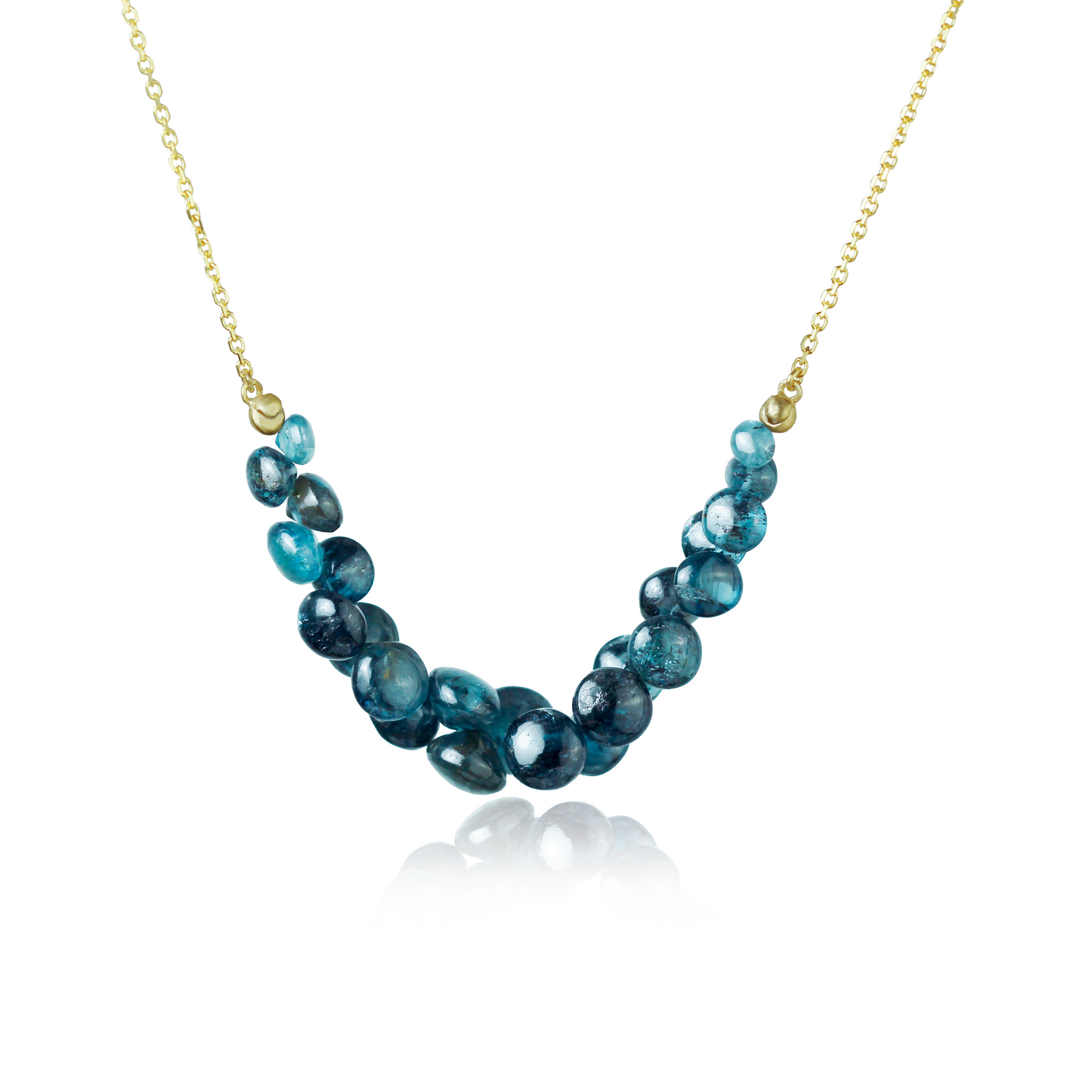 Caviar Scoop Necklace in Kyanite and 14k Gold