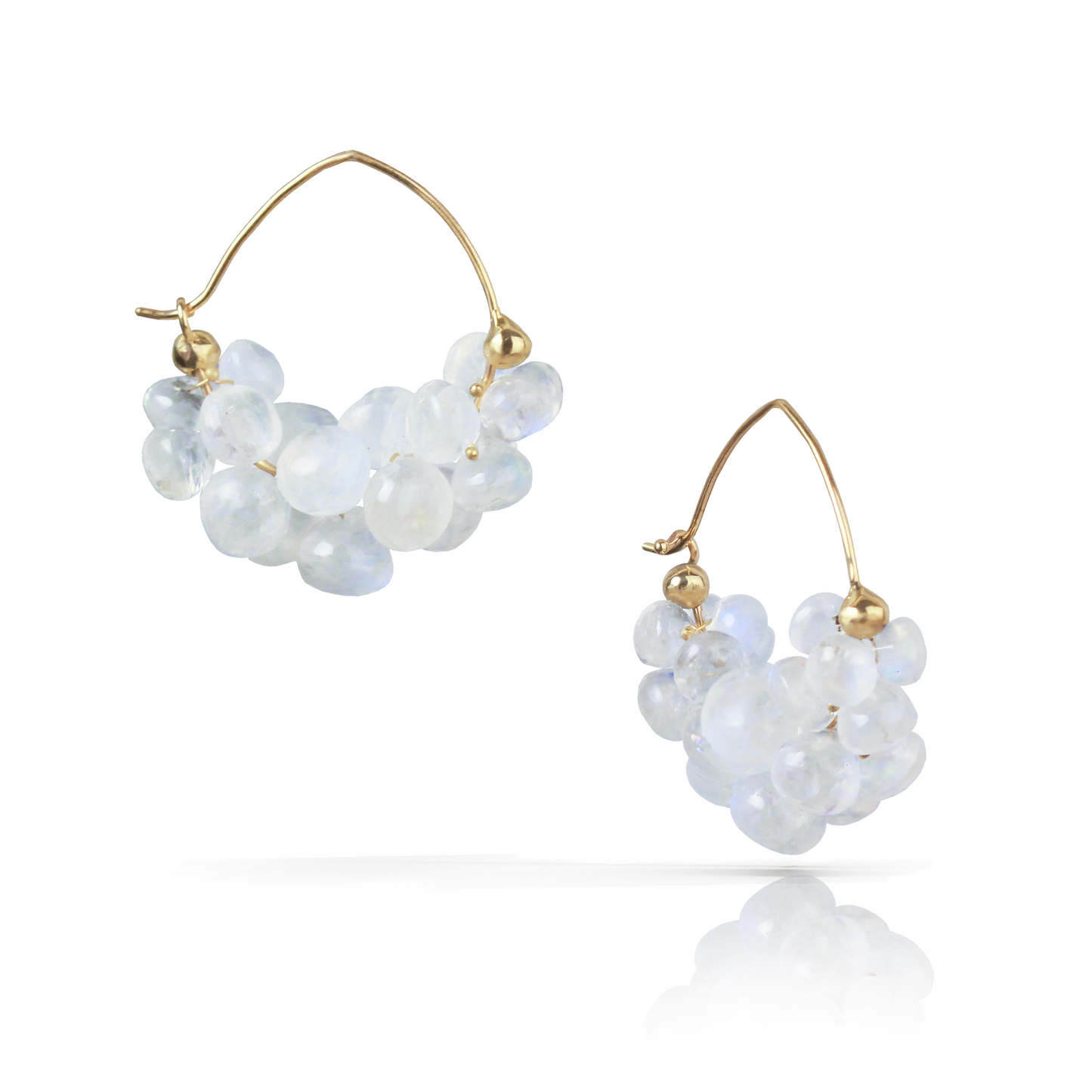 hoop earrings with rainbow moonstones