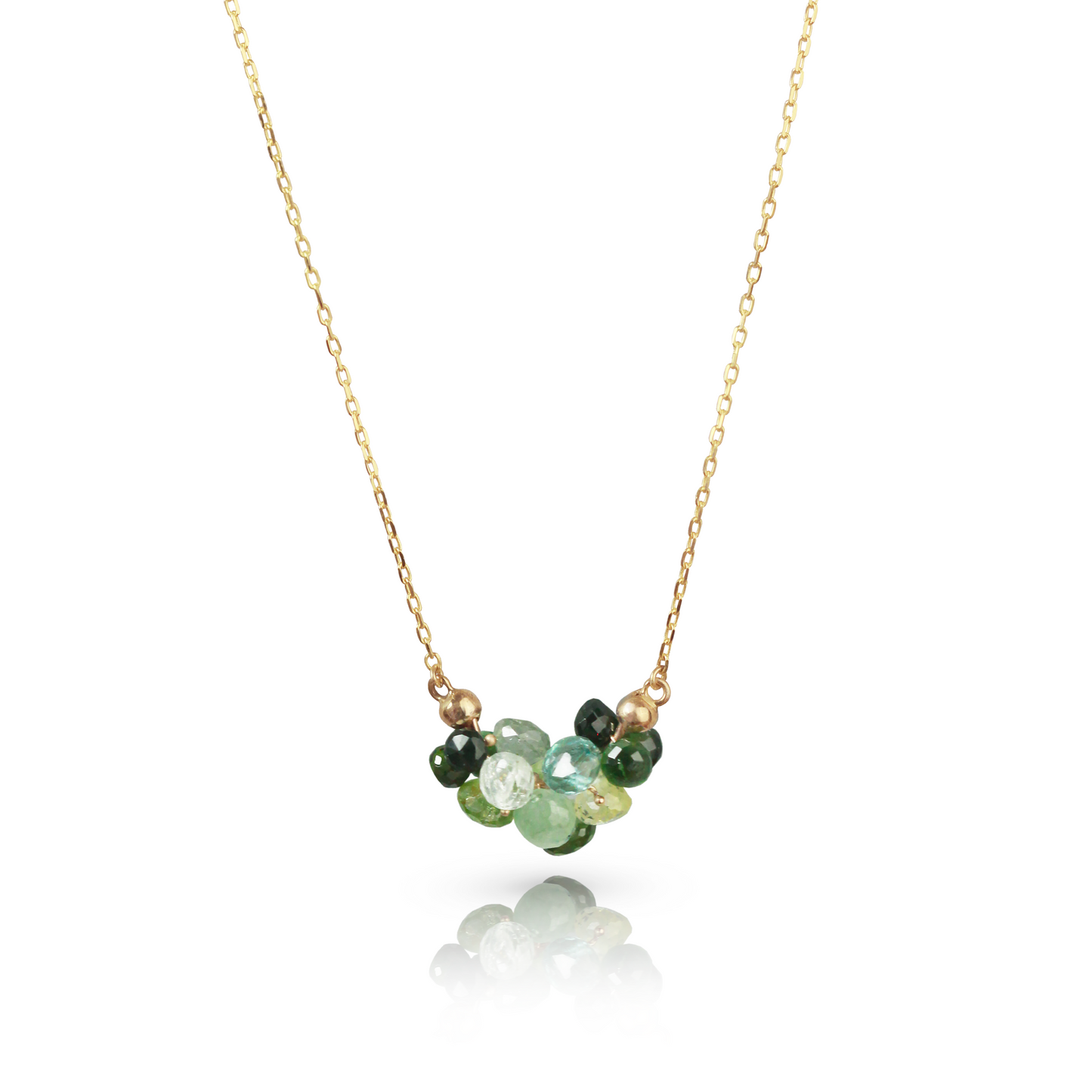 Cloud Pendant in Green Tourmaline, Aquamarine, & 14k Gold