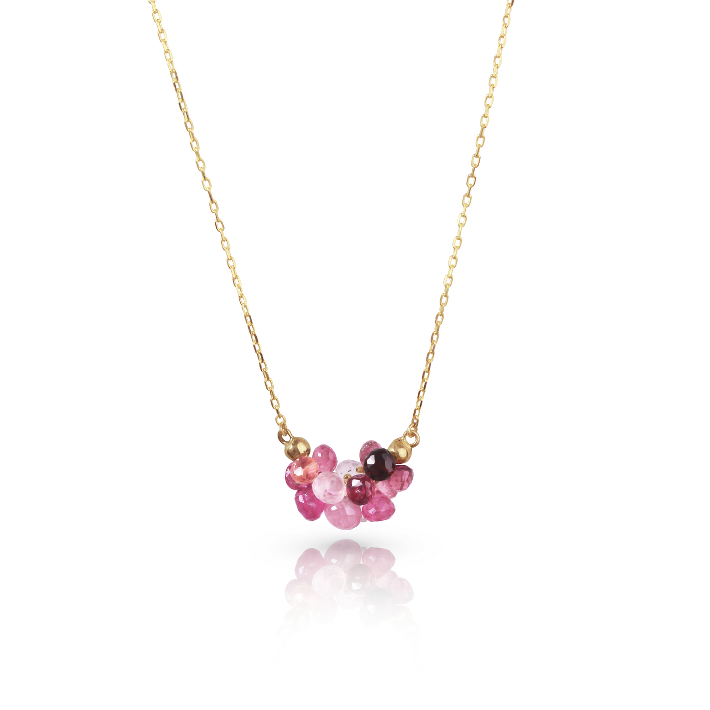 Cloud Pendant in Pink Tourmaline, Rose Quartz, & 14k Gold