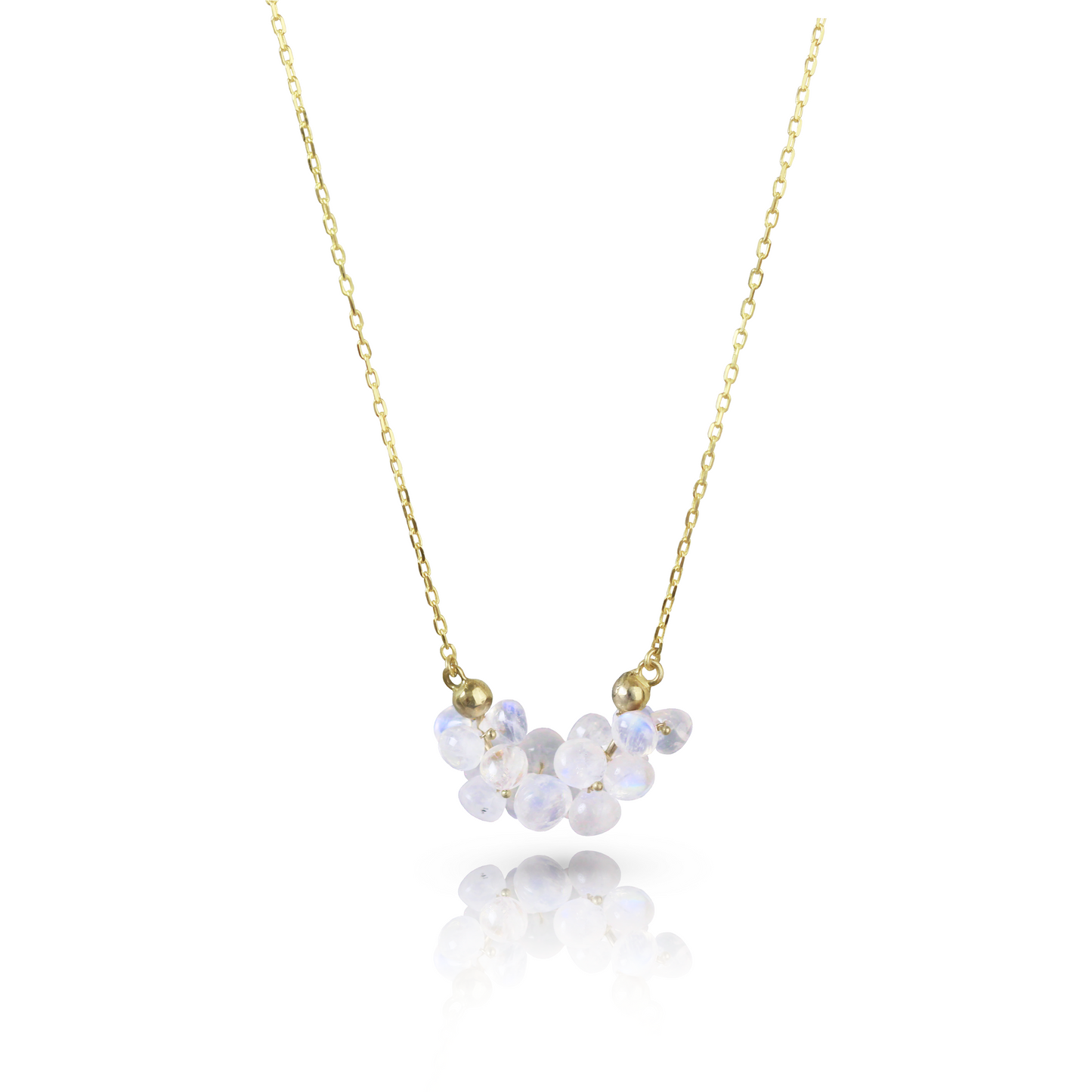 Cloud Pendant in Rainbow Moonstone & 14k Gold