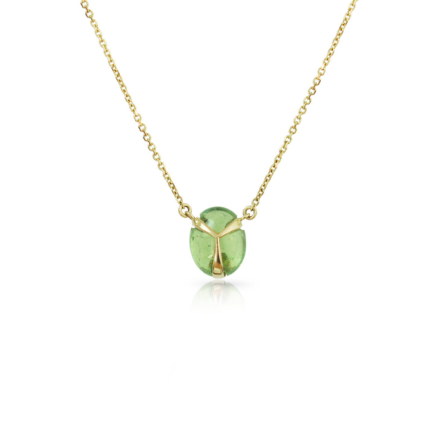 Lucky Scarab Pendant in Green Tourmaline & 14k Gold