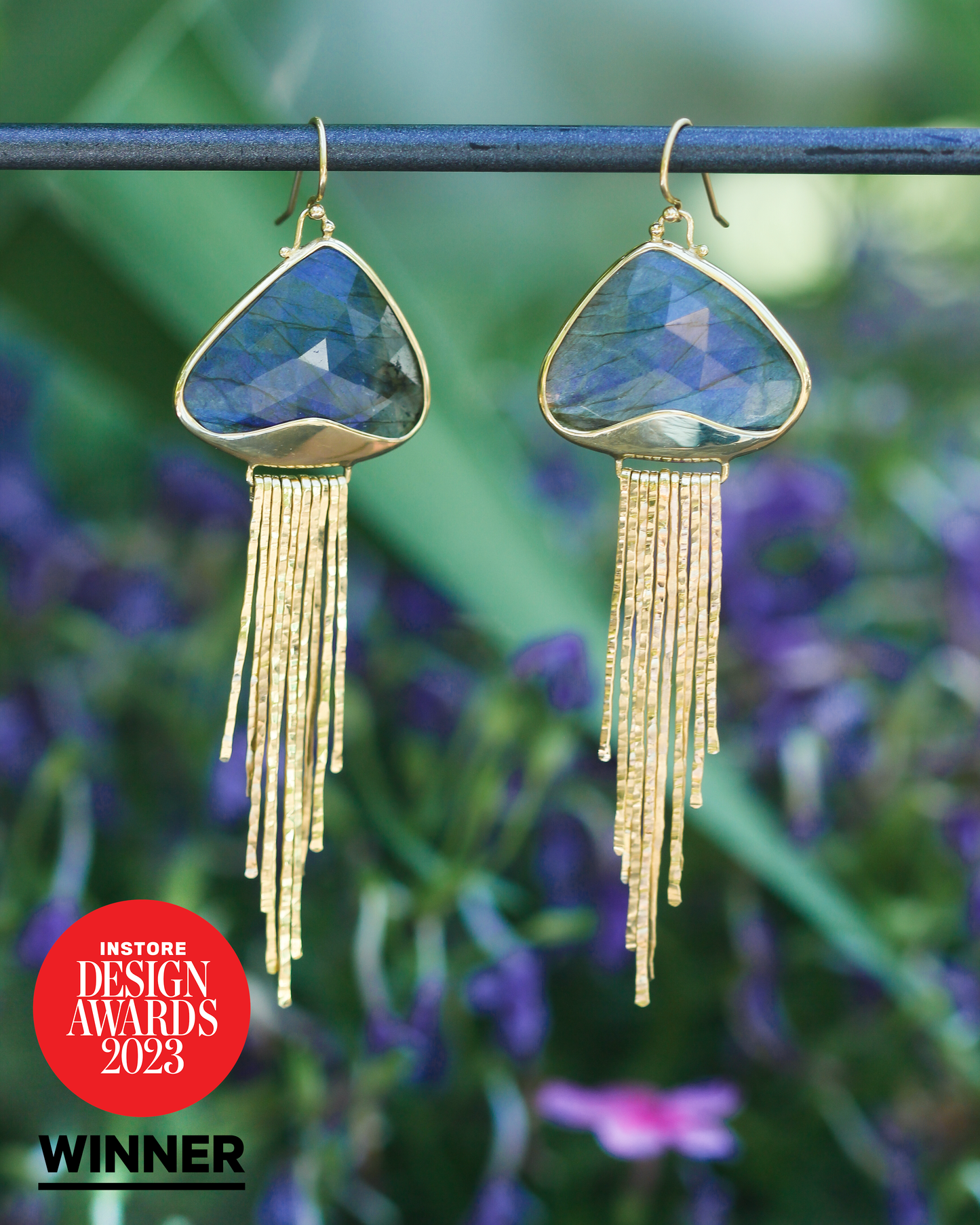 Jellyfish Earrings in Labradorite and 18k Gold