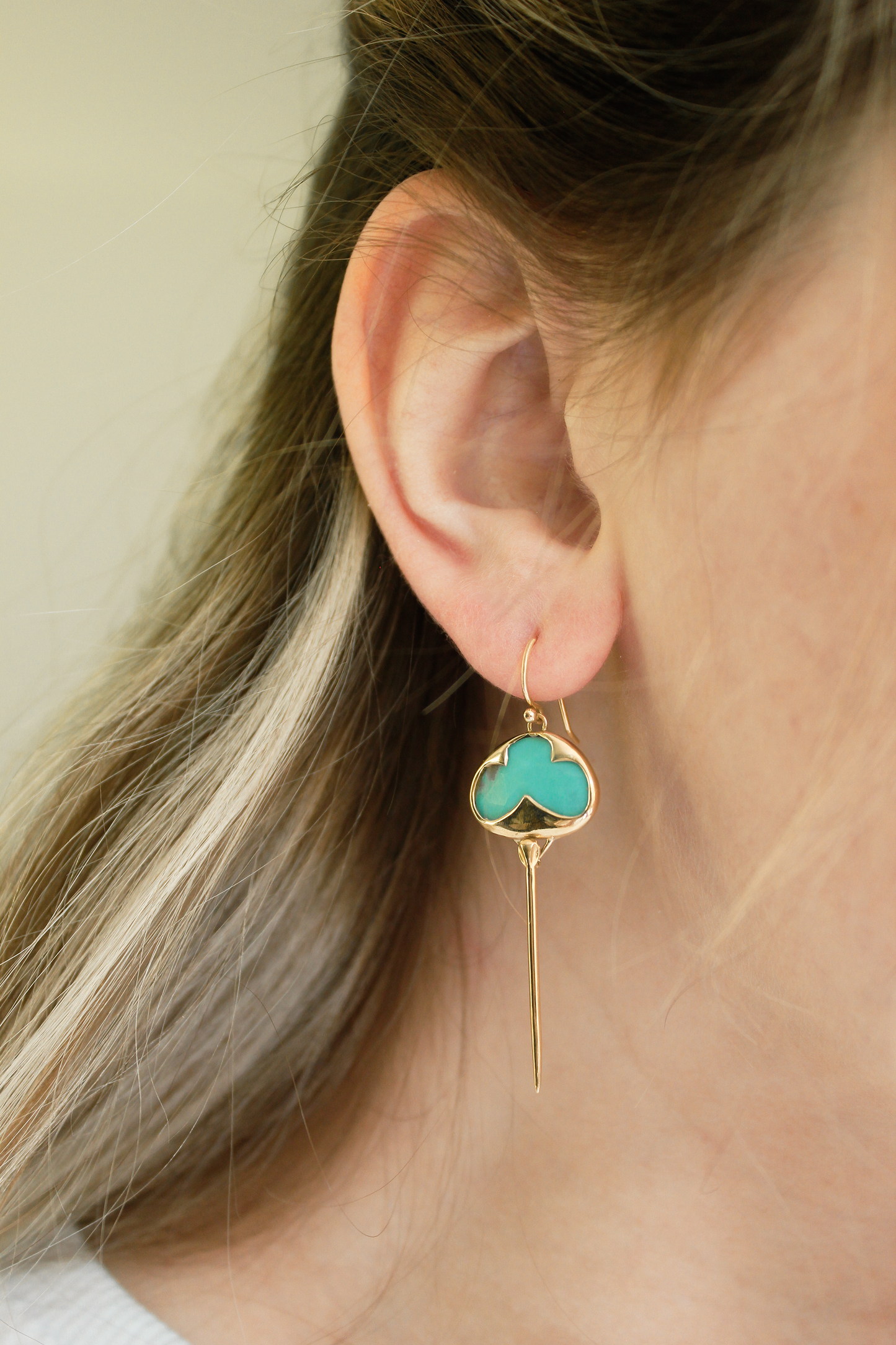 Stingray Earrings in Turquoise and 18k Gold