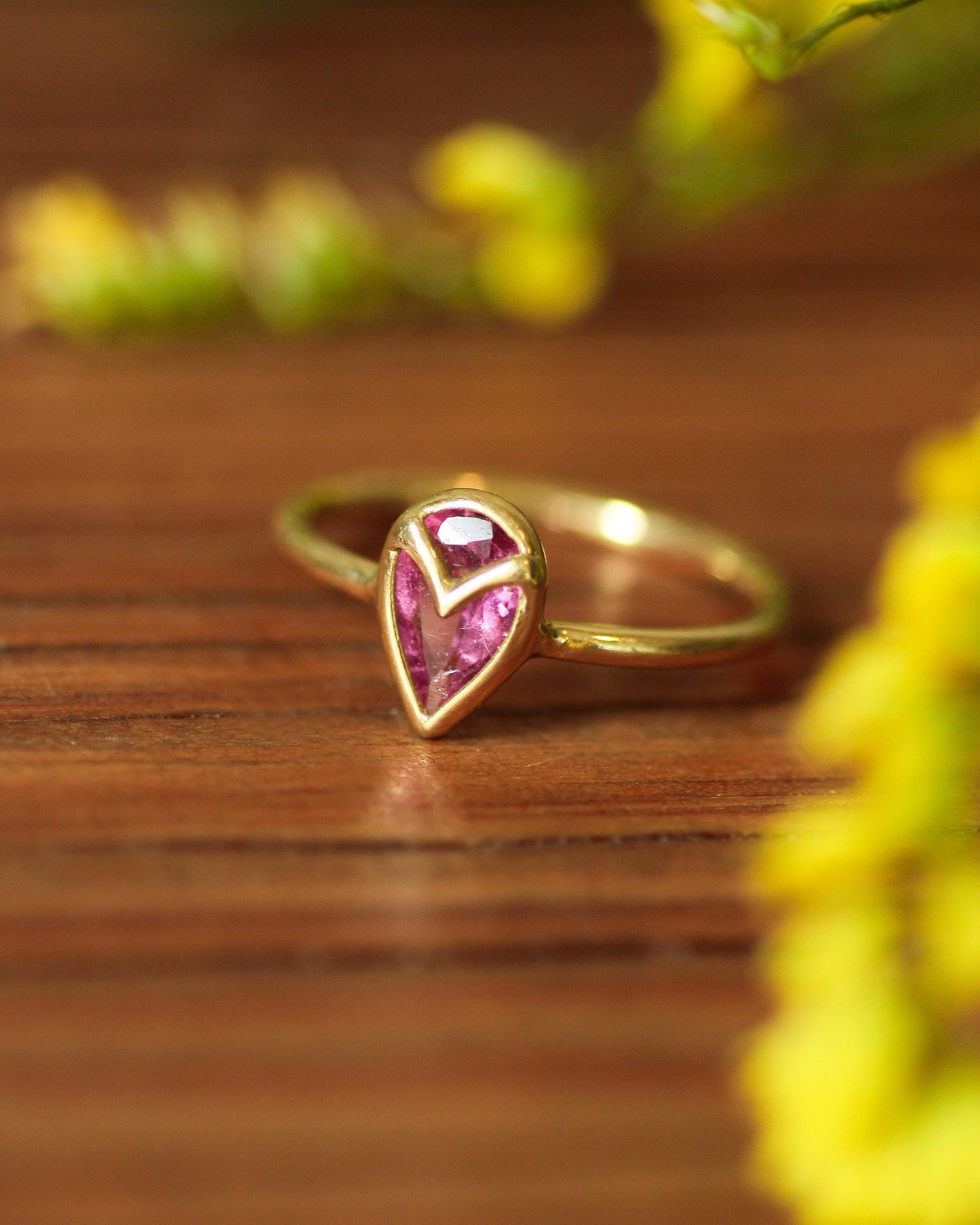 Owl Ring in Pink Tourmaline and 18k Gold