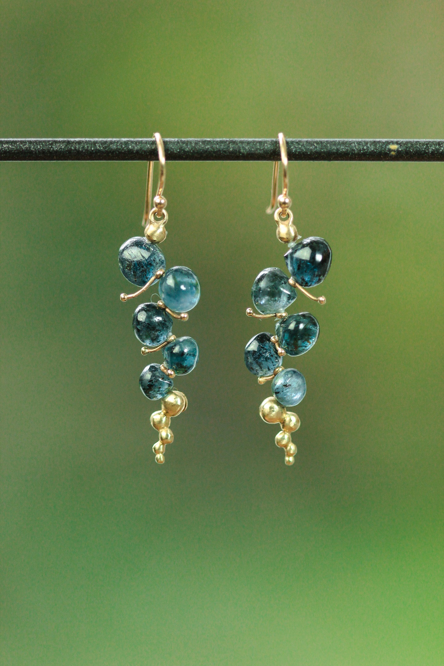 Small Caviar Earrings in Kyanite and 14k Gold