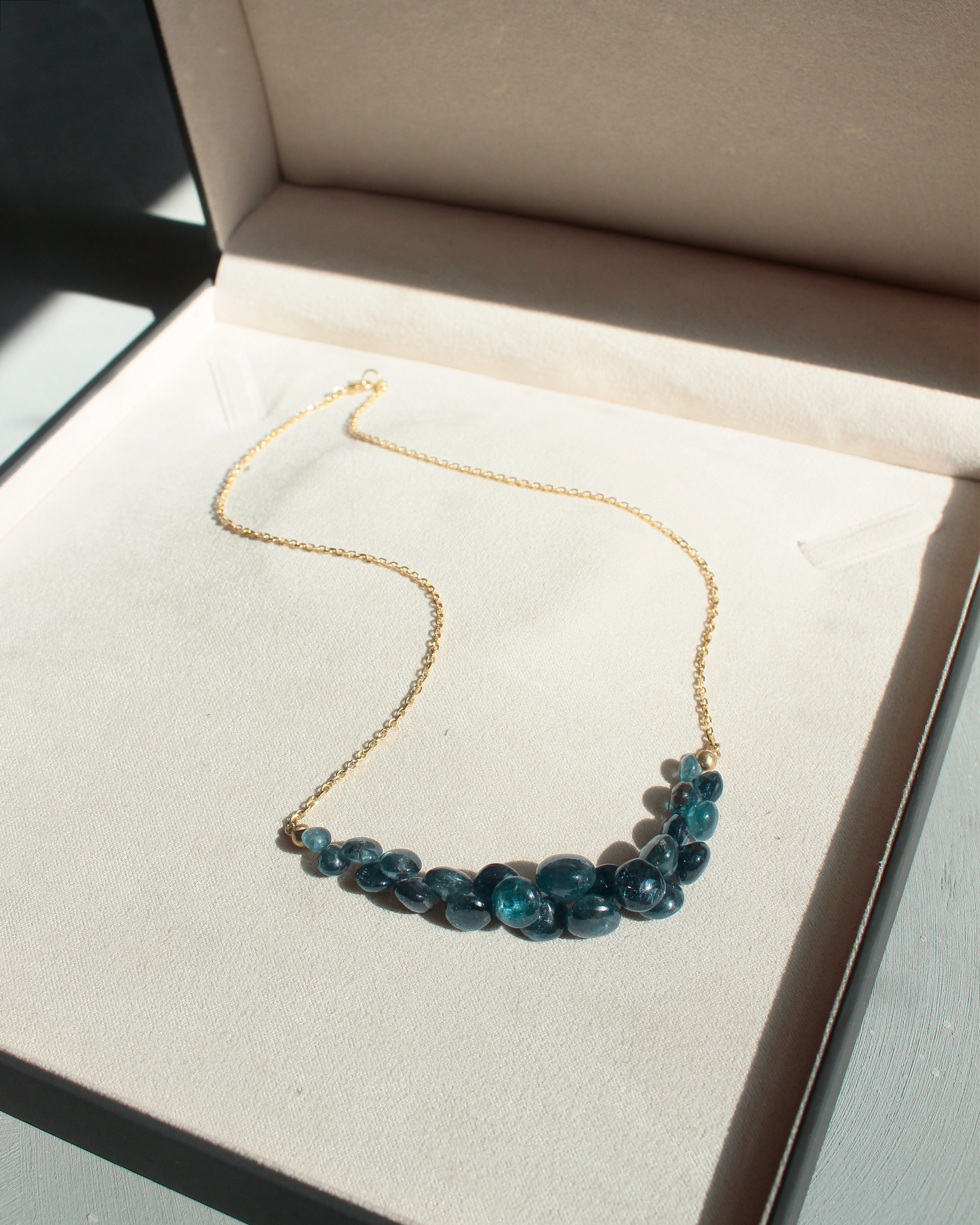 Caviar Scoop Necklace in Kyanite and 14k Gold
