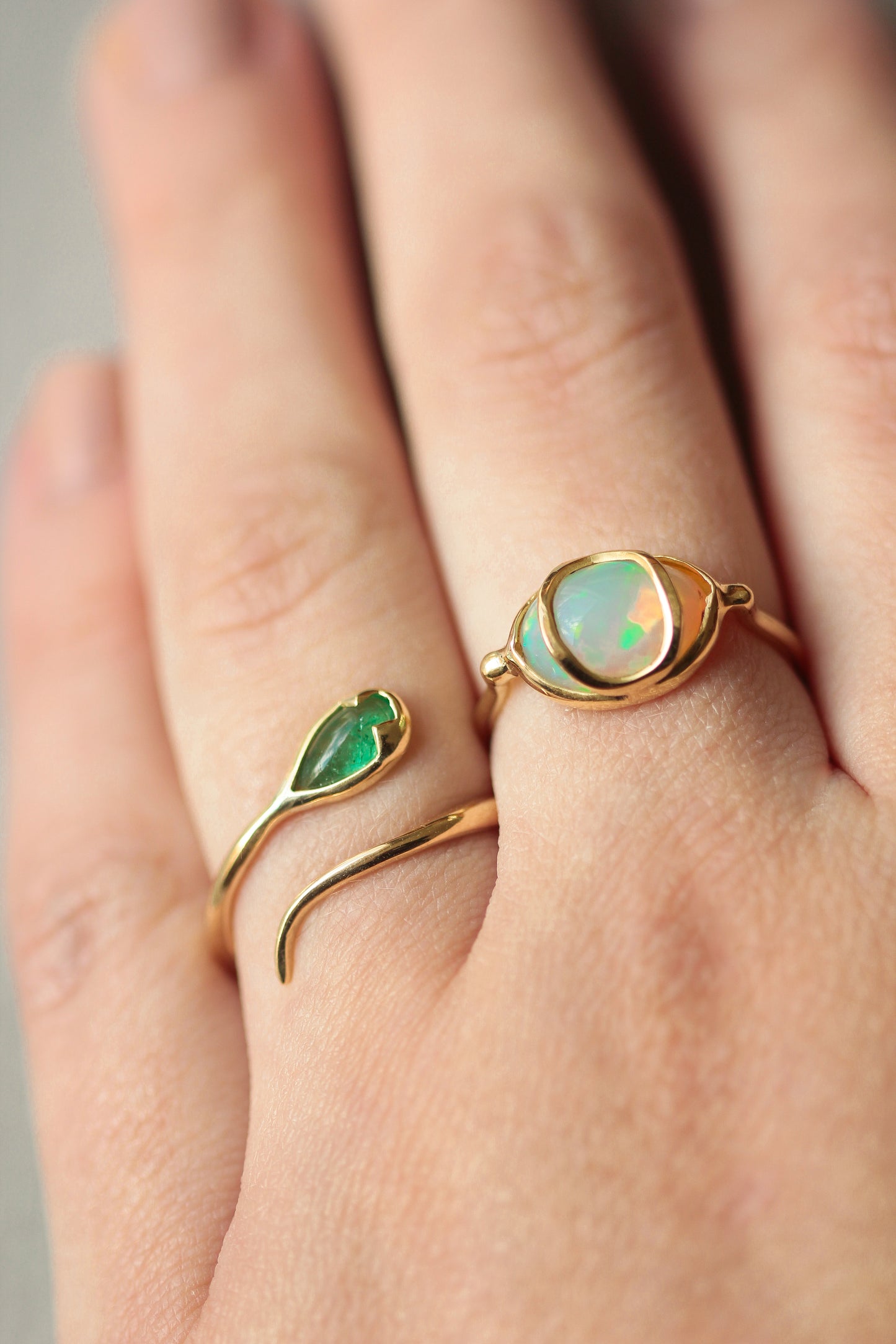 Third Eye Ring in Ethiopian Opal and 18k Gold