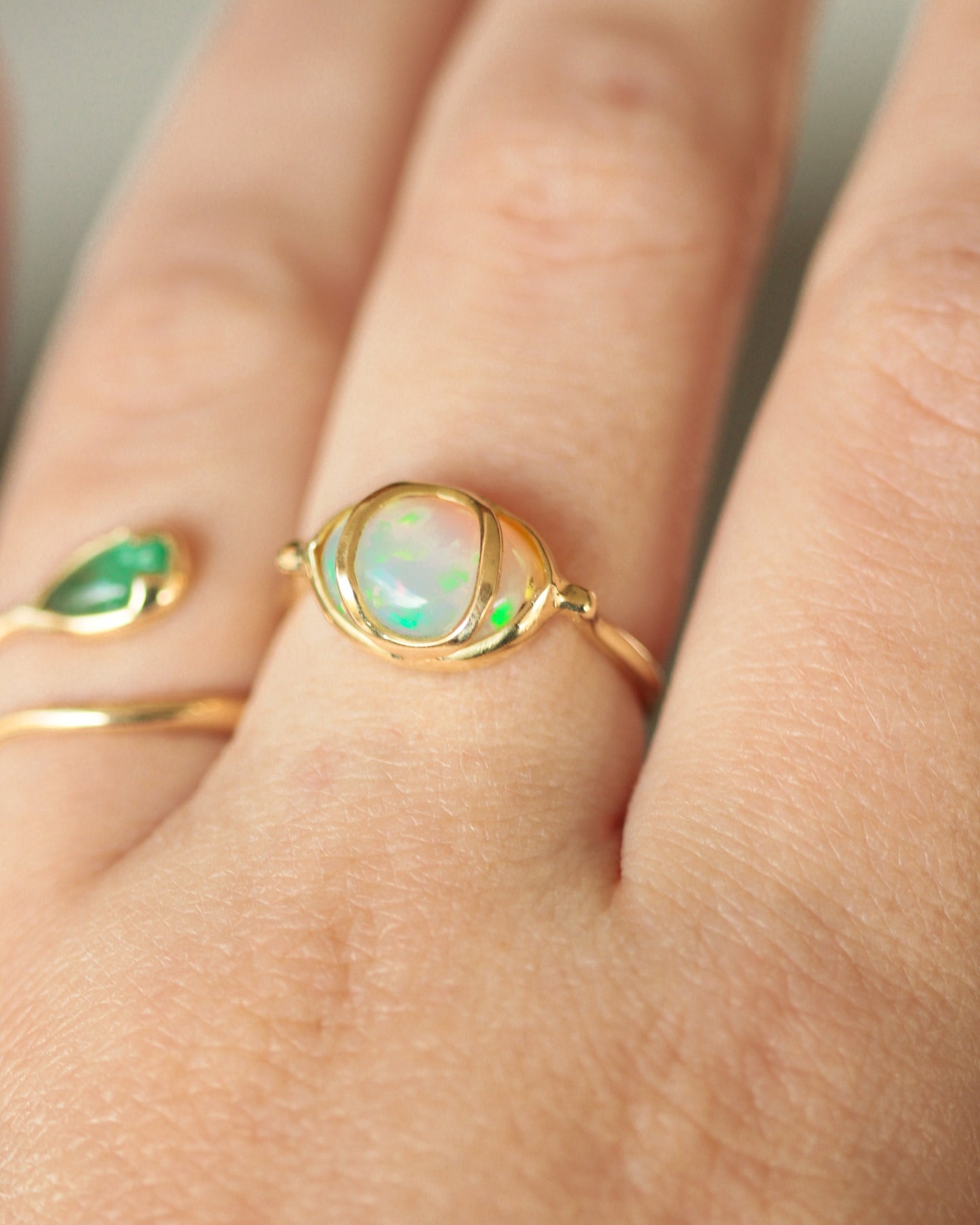 Third Eye Ring in Ethiopian Opal and 18k Gold