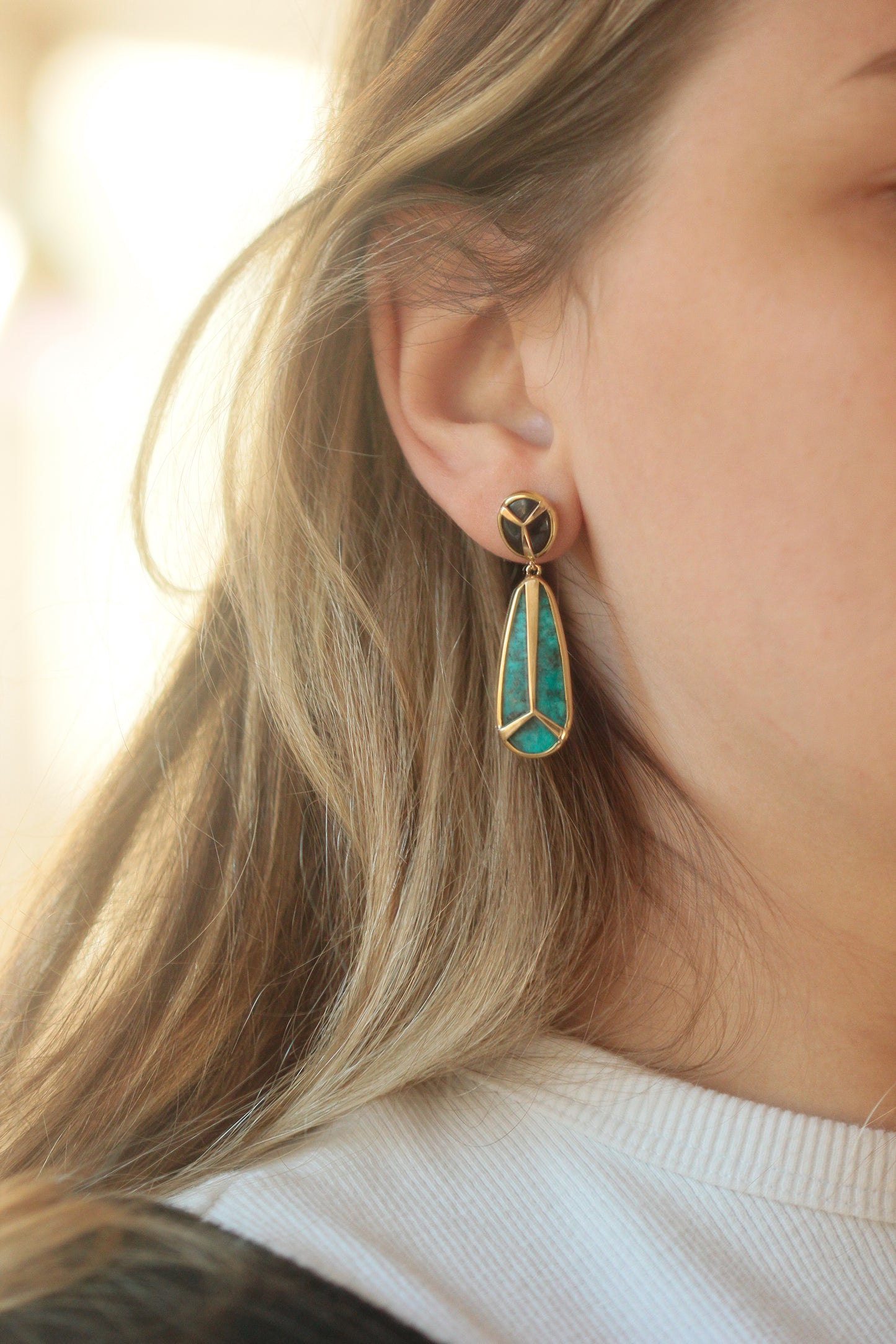 Medley Earrings in Sapphire, Turquoise, & 14k Gold