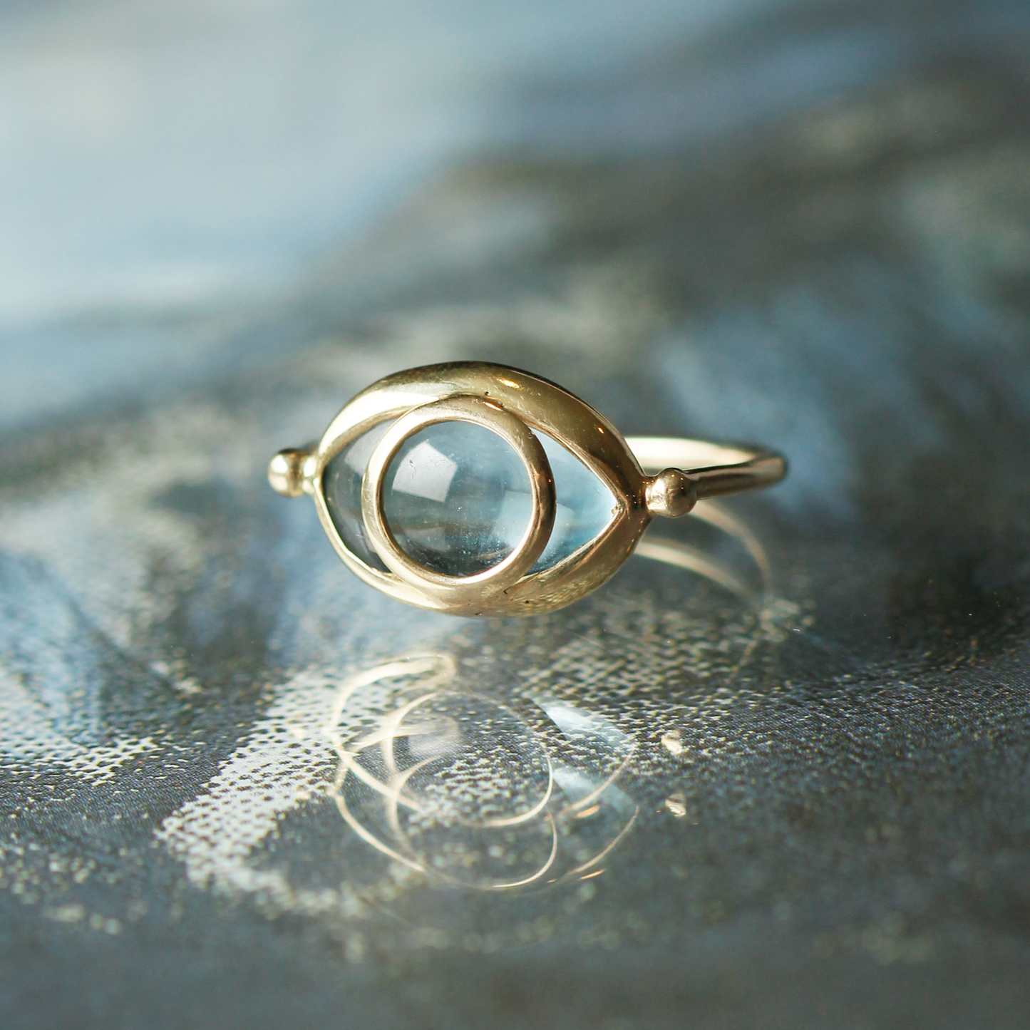Third Eye Ring in Aquamarine and 18k Gold