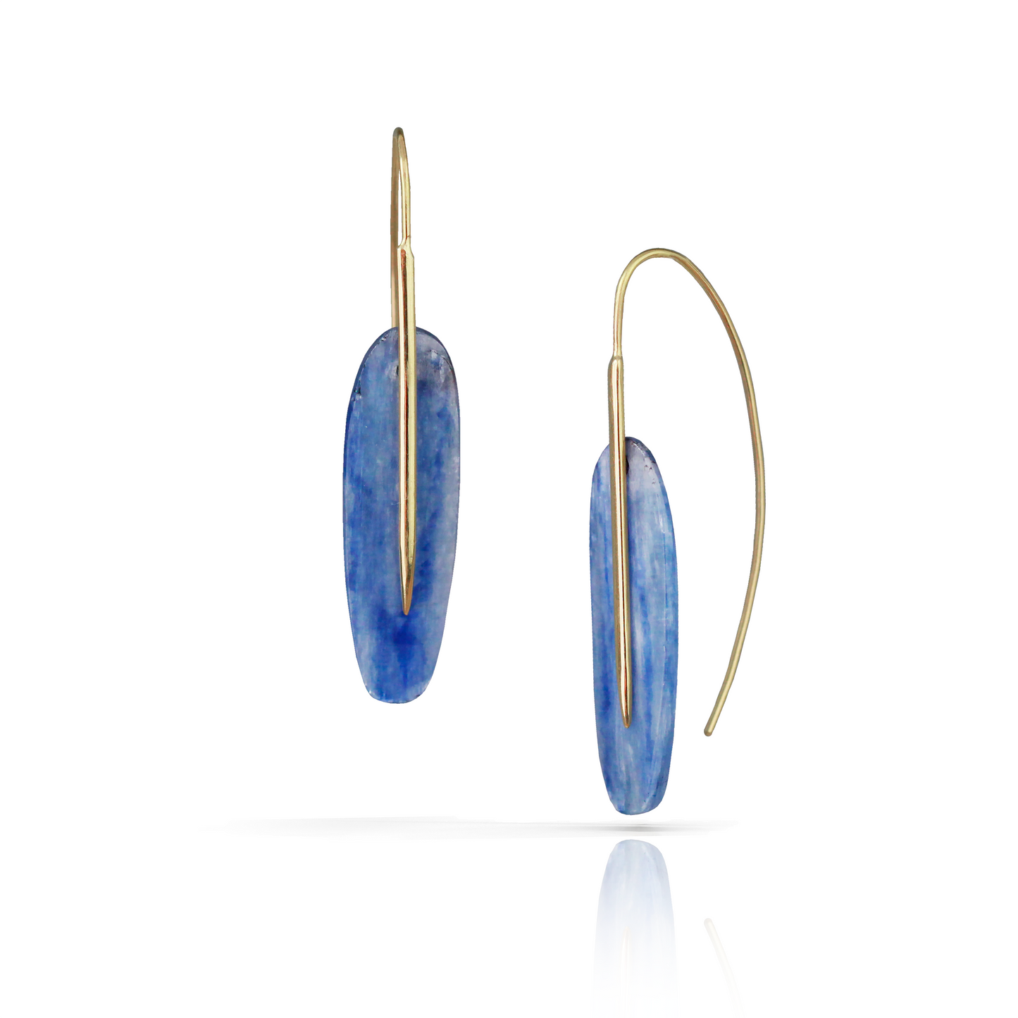 Feather Earrings in Kyanite and 18k Gold