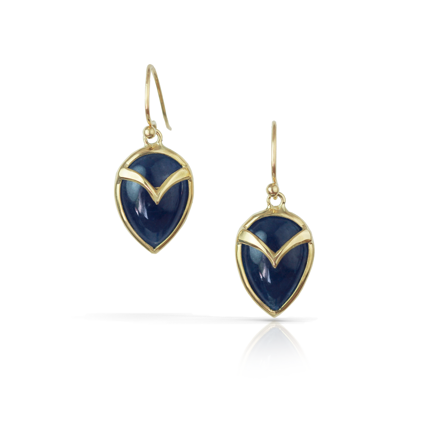 Owl Earrings in Blue Sapphire and 18k Gold