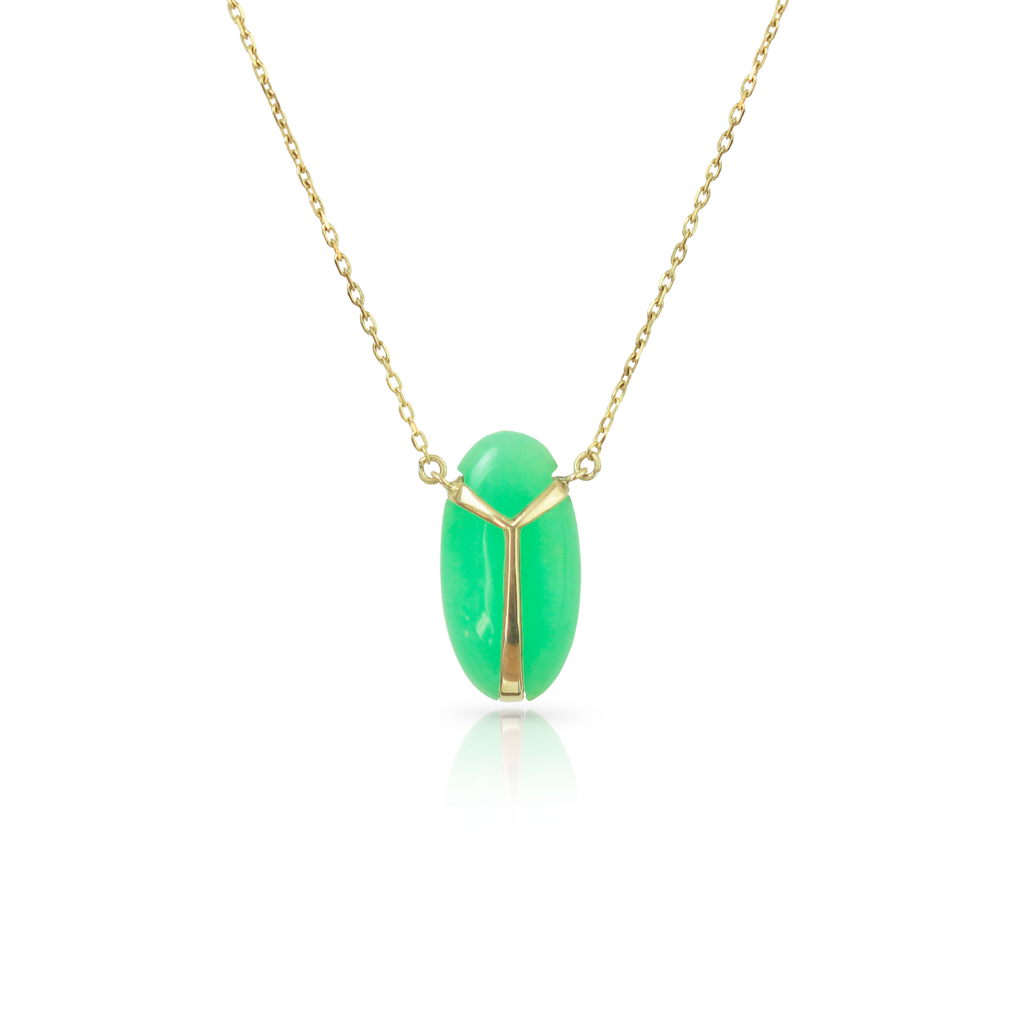 Lucky Scarab Pendant in Chrysoprase & 14k Gold