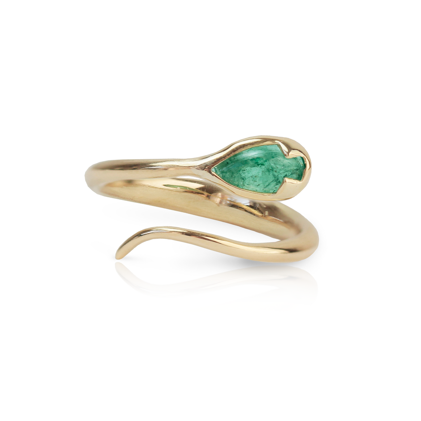 Serpent Ring in Emerald and 18k Gold