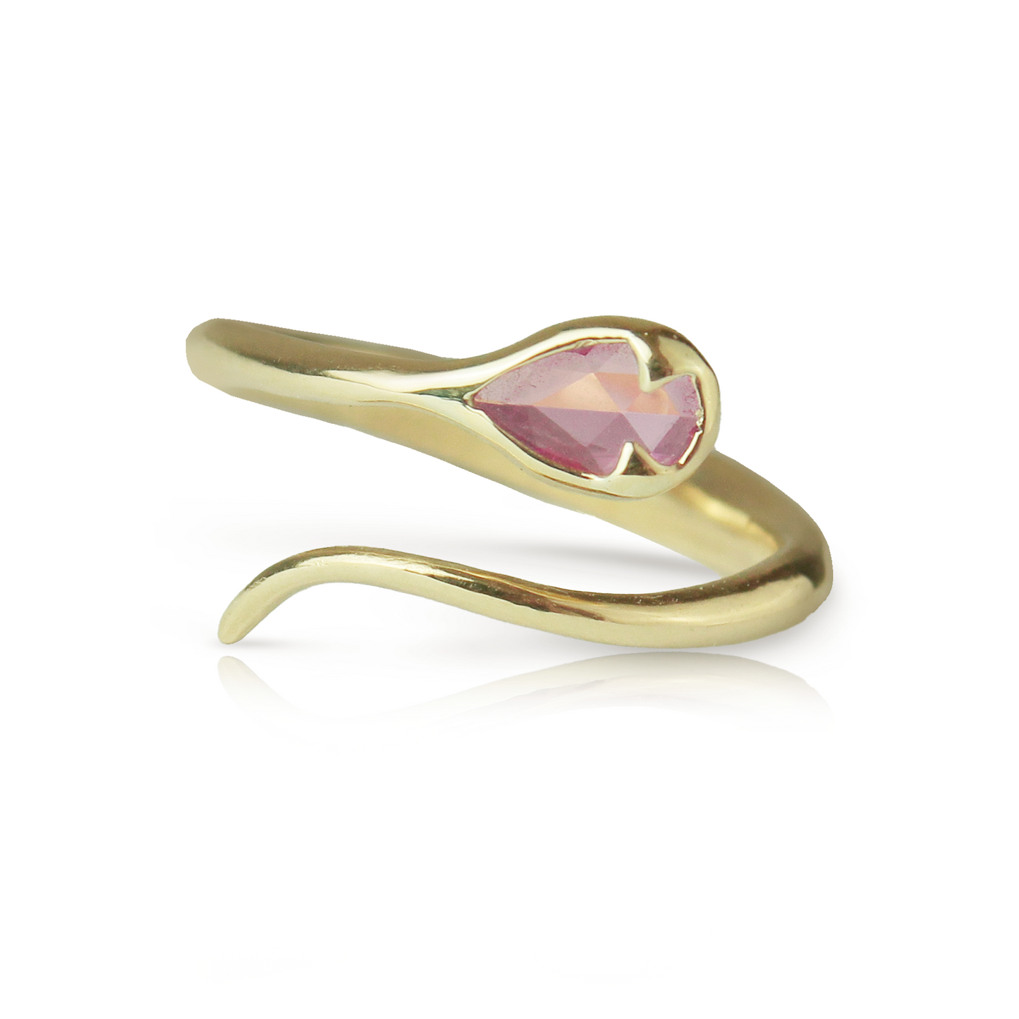 Serpent Ring in Pink Tourmaline and 18k Gold