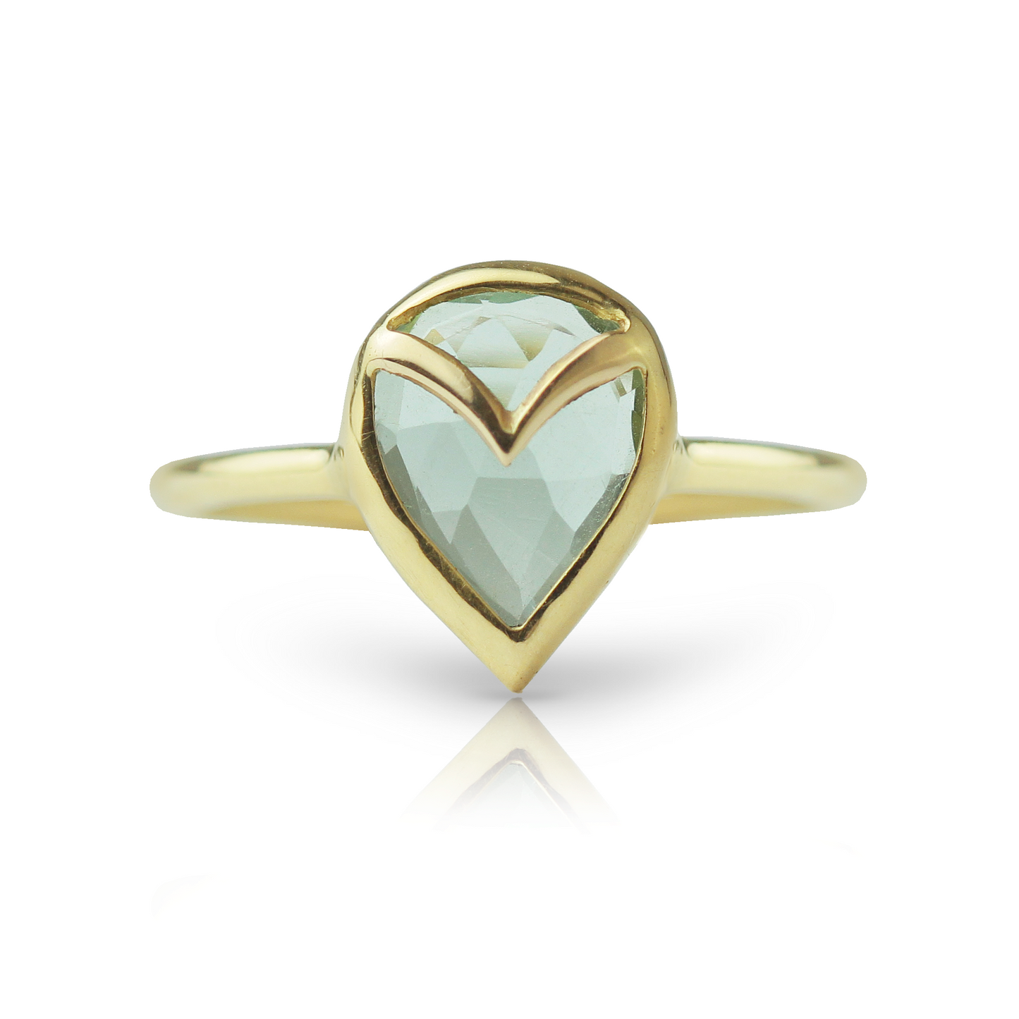 Owl Ring in Green Amethyst and 18k Gold