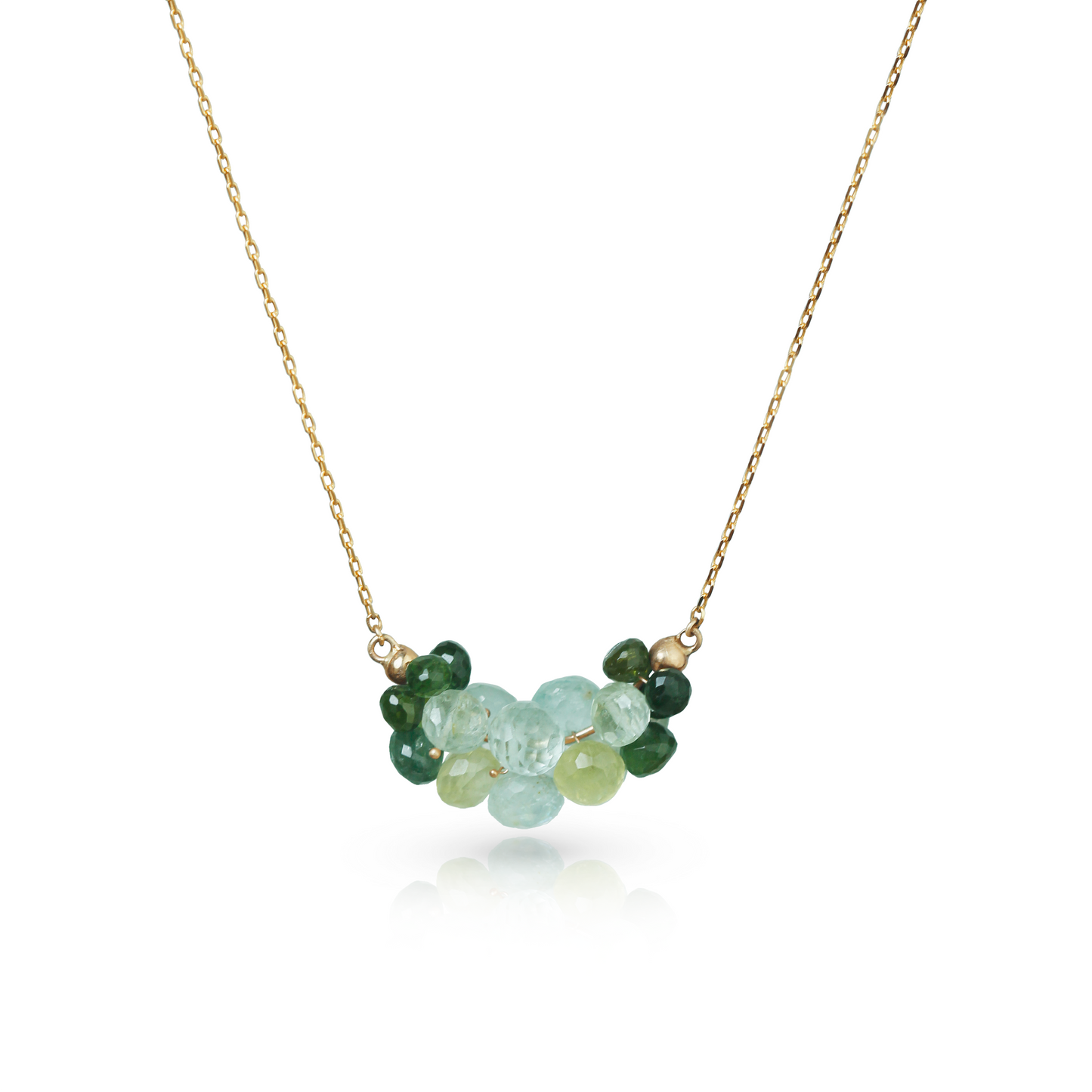 Cloud Pendant in Green Tourmaline, Aquamarine, & 14k Gold
