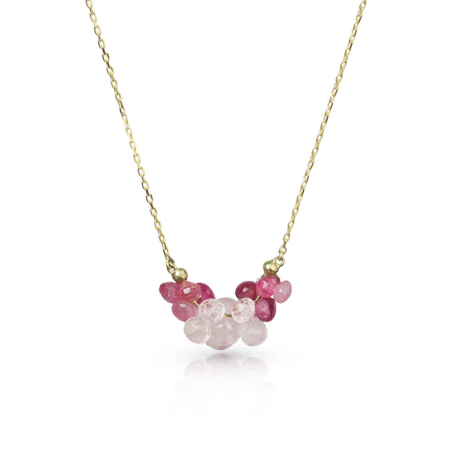 Cloud Pendant in Pink Tourmaline, Rose Quartz, & 14k Gold