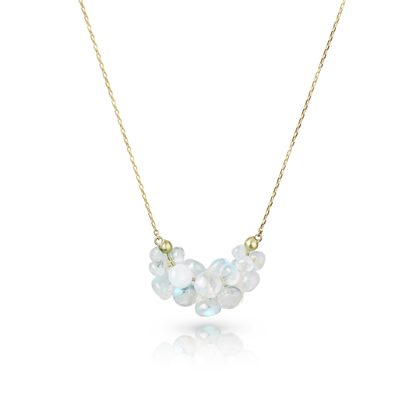 Cloud Pendant in Rainbow Moonstone & 14k Gold