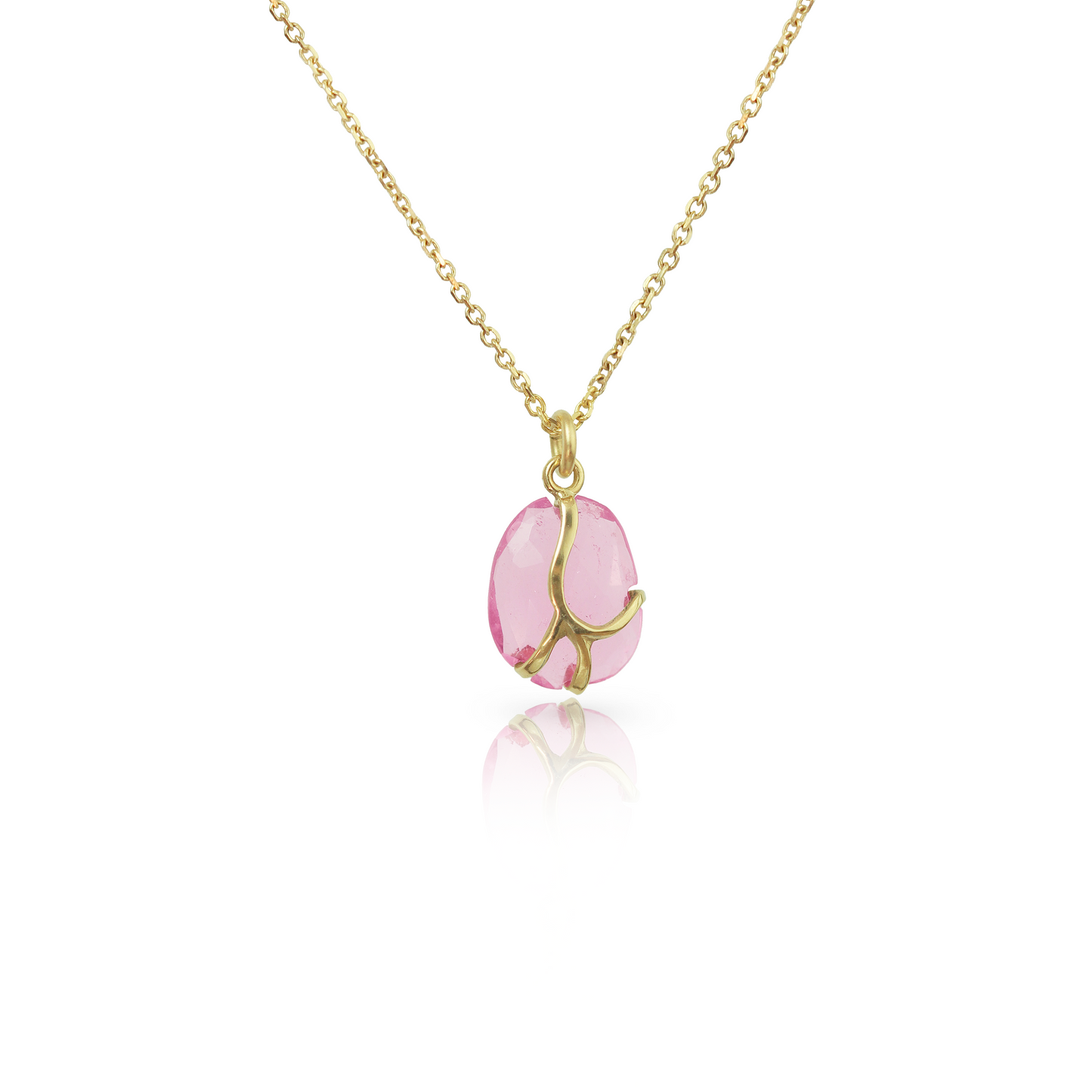 Butterfly Pendant in Pink Tourmaline and 18k Gold