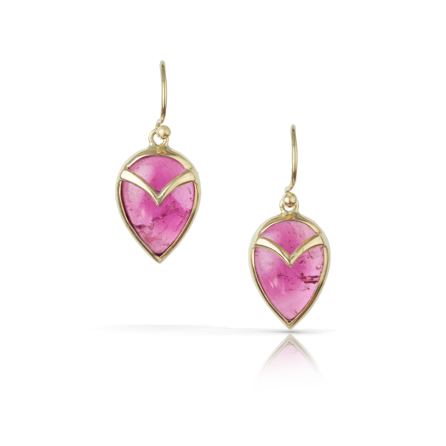 Owl Earrings in Pink Tourmaline and 18k Gold