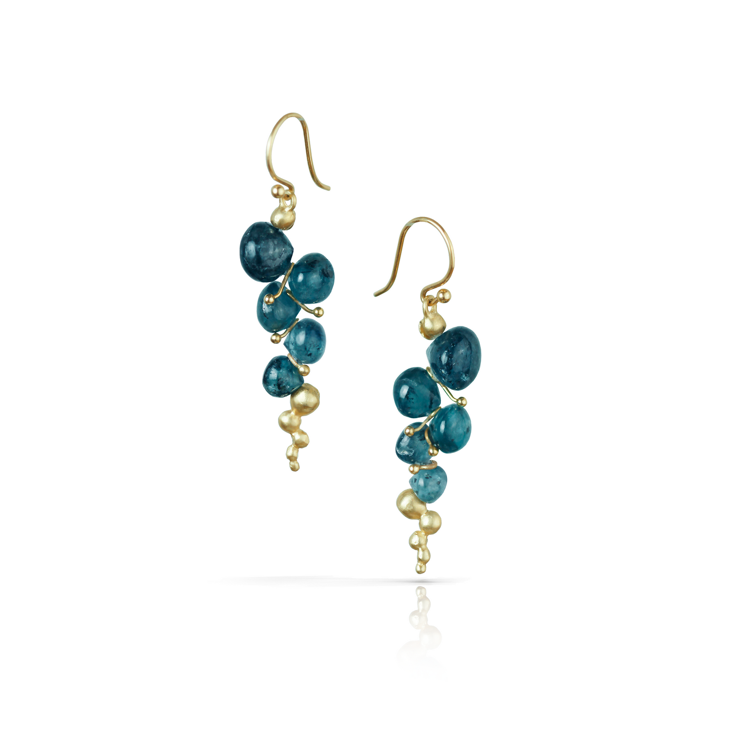Small Caviar Earrings in Kyanite and 14k Gold