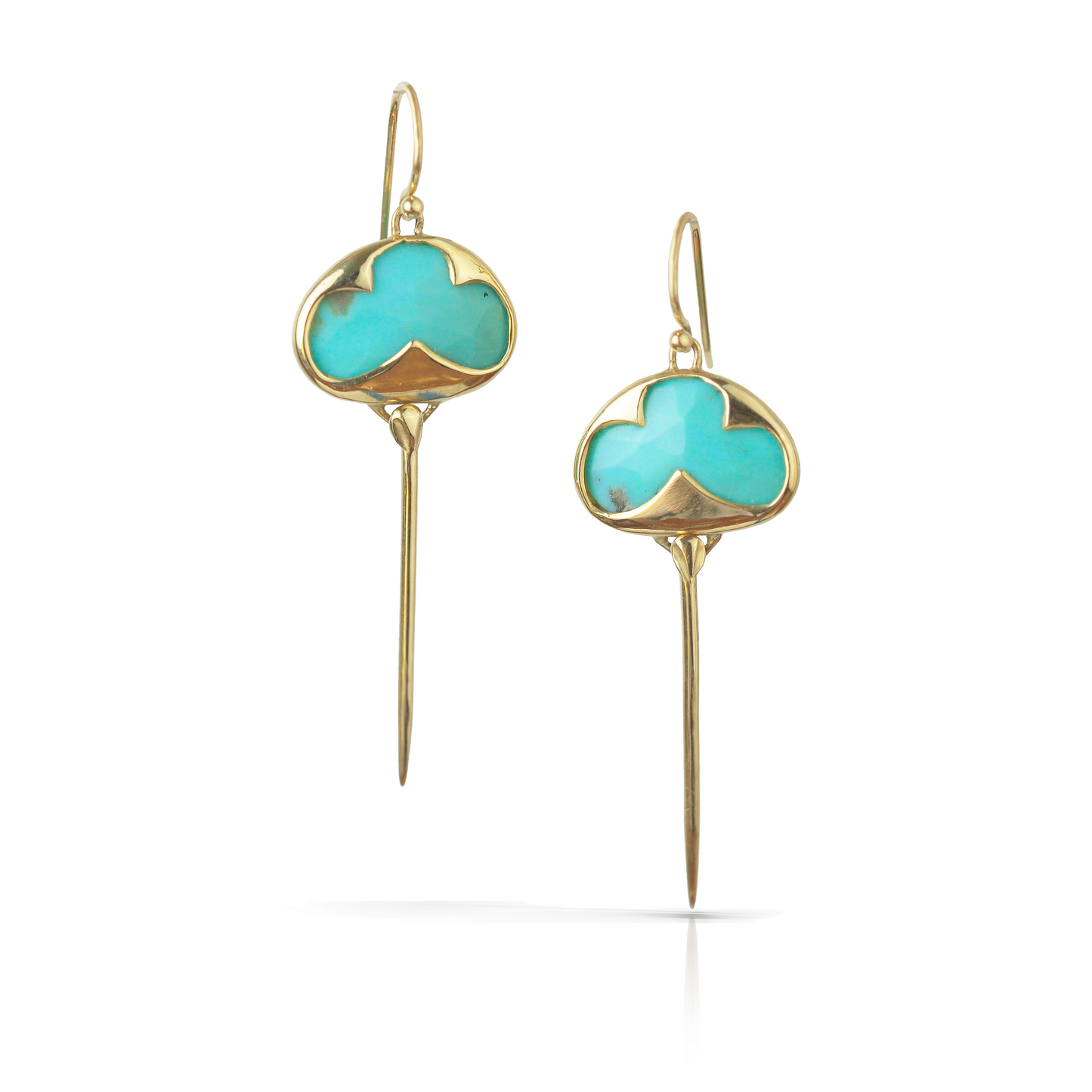 Stingray Earrings in Turquoise and 18k Gold