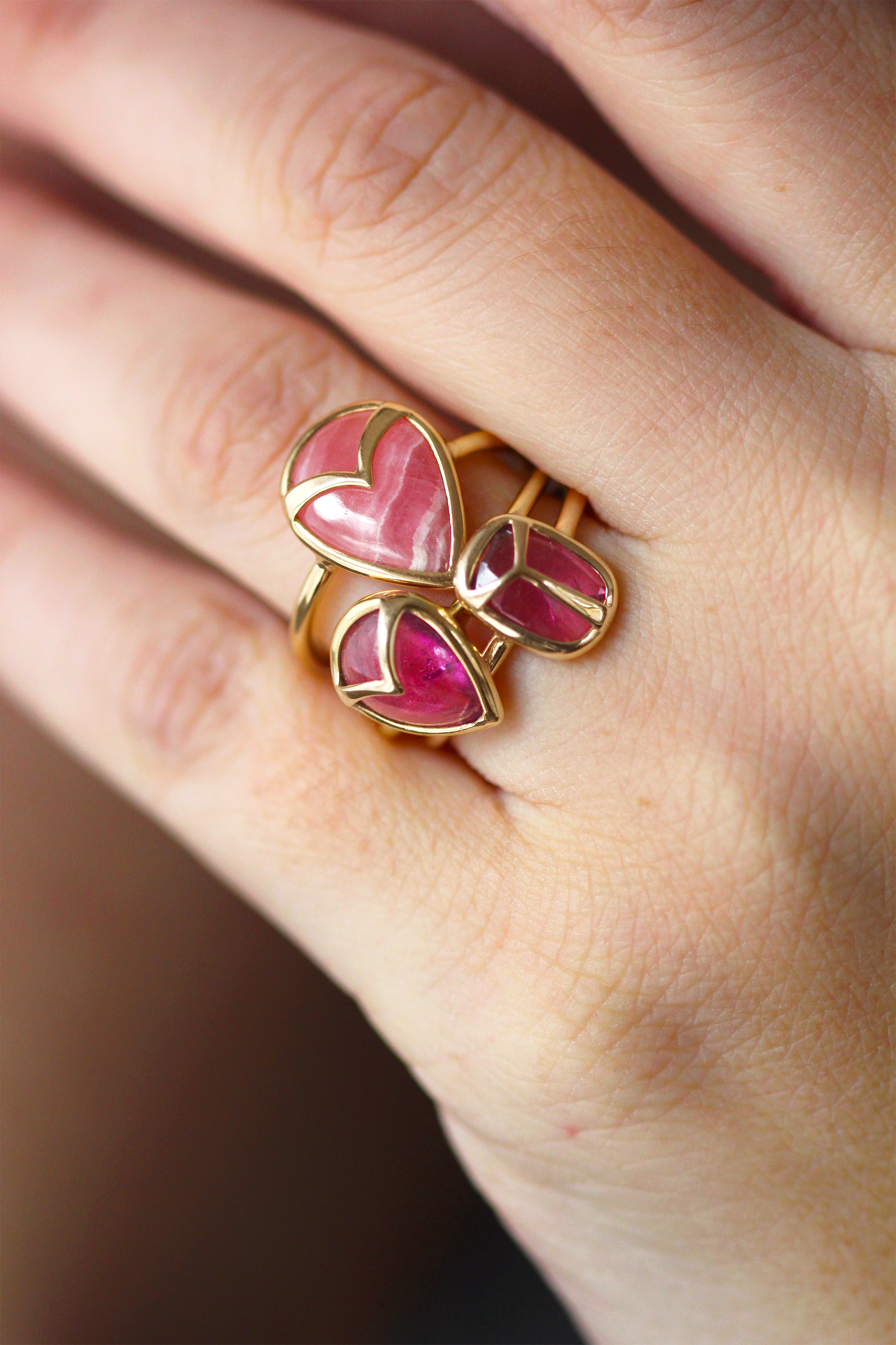 Owl Ring in Pink Tourmaline and 18k Gold