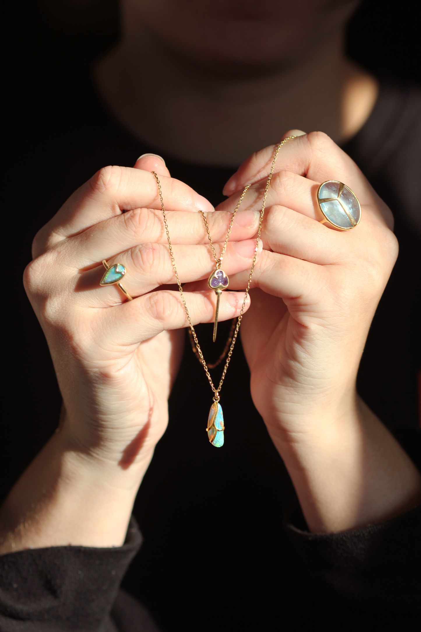 Lucky Scarab Ring in Aquamarine and 14k Gold