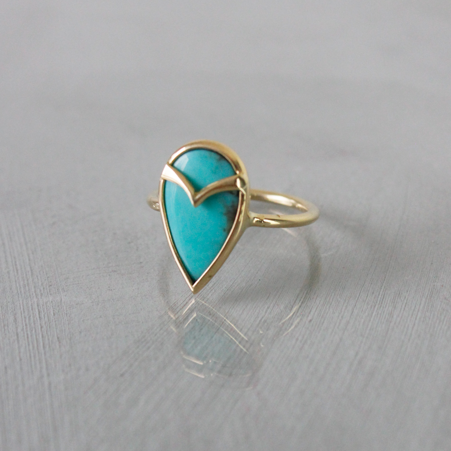 Owl Ring in Turquoise and 18k Gold