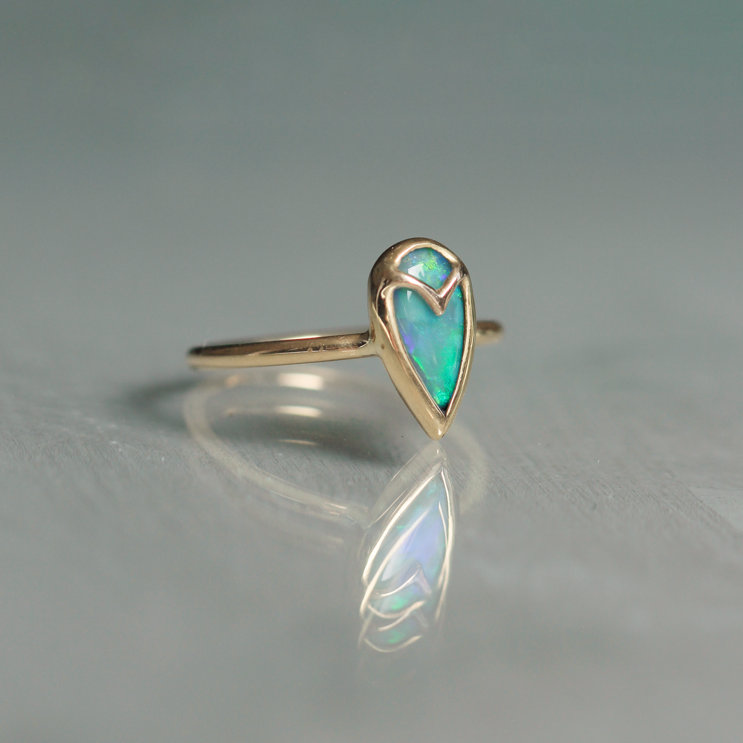 Owl Ring in Opal Doublet and 18k Gold