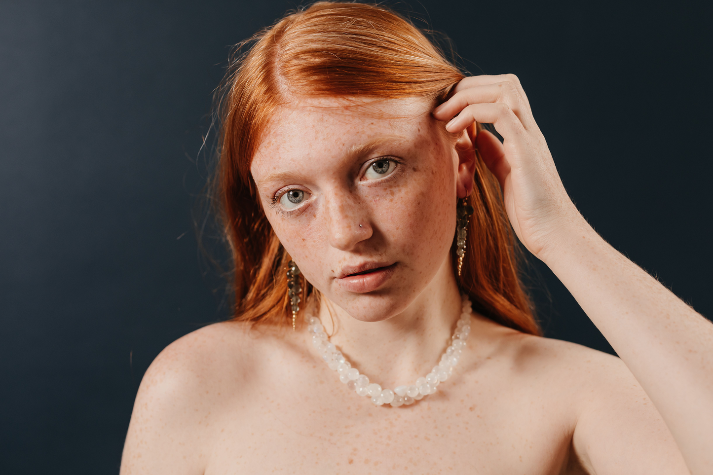 Caviar Collar in Rainbow Moonstone and 14k Gold