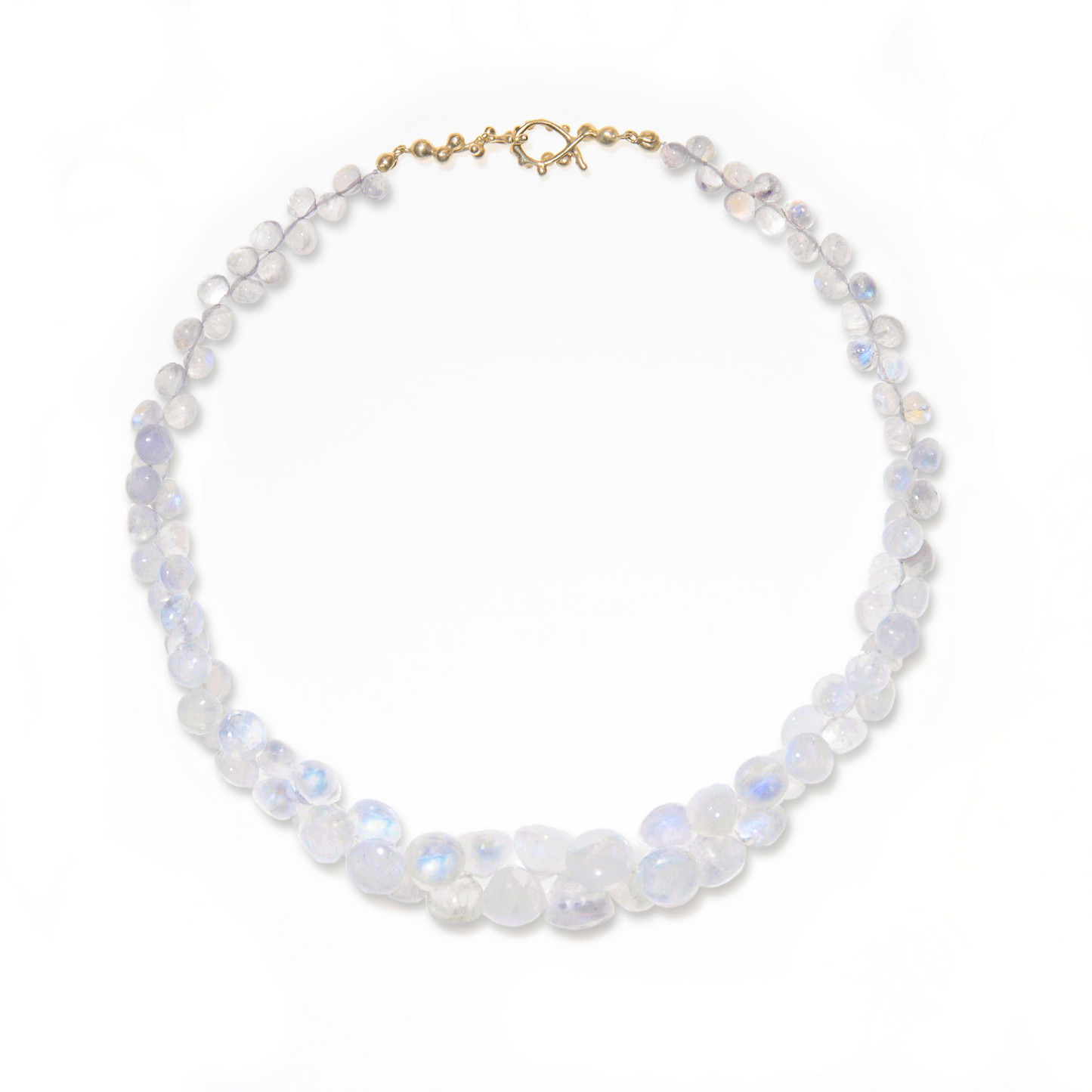 Caviar Collar in Rainbow Moonstone and 14k Gold