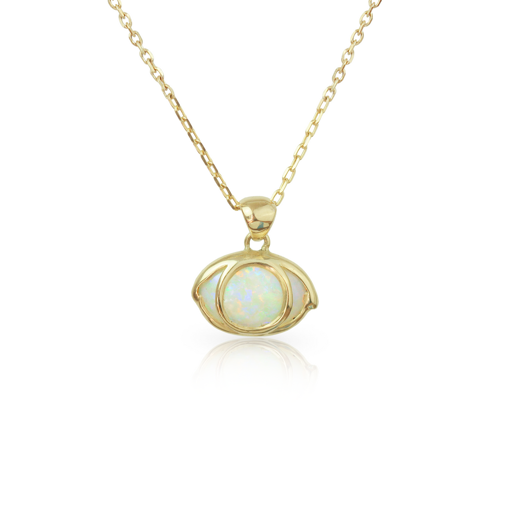 Third Eye Necklace in Crystal Opal and 18k Gold