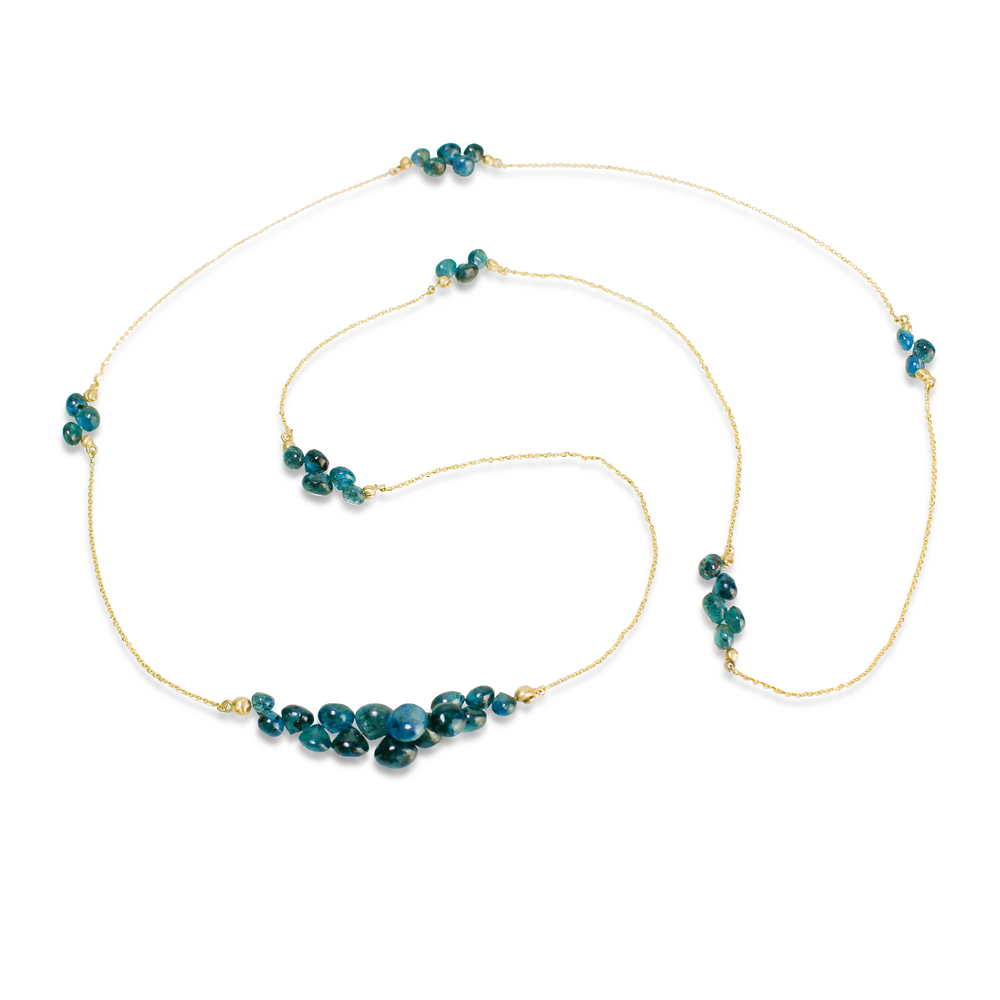 Caviar Eternity Necklace in Kyanite and 14k Gold