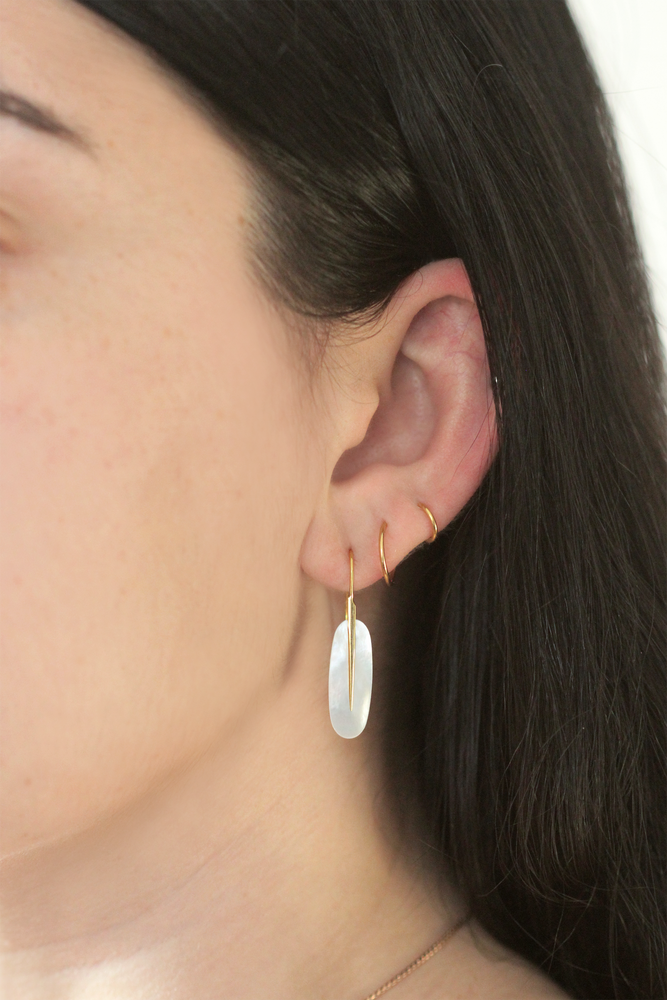 
                  
                    Feather Earrings in White Mother of Pearl and 18k Gold
                  
                