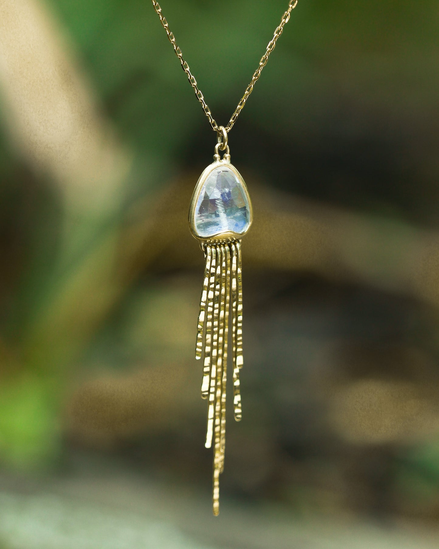 
                  
                    Jellyfish Necklace in Rainbow Moonstone and 18k Gold
                  
                