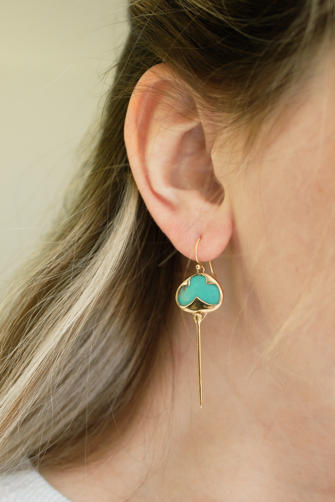 
                  
                    Stingray Earrings in Turquoise and 18k Gold
                  
                