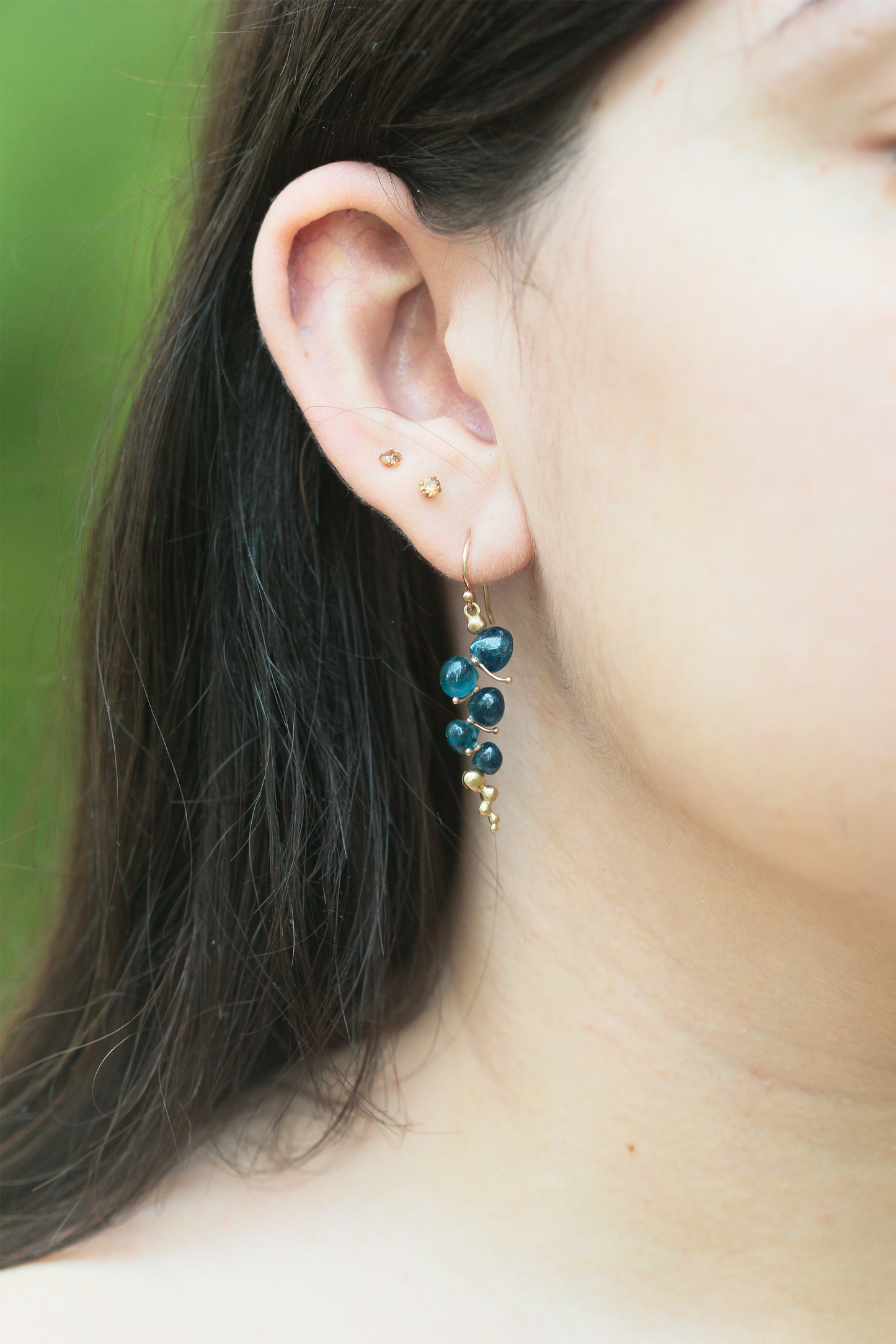 
                  
                    Small Caviar Earrings in Kyanite and 14k Gold
                  
                
