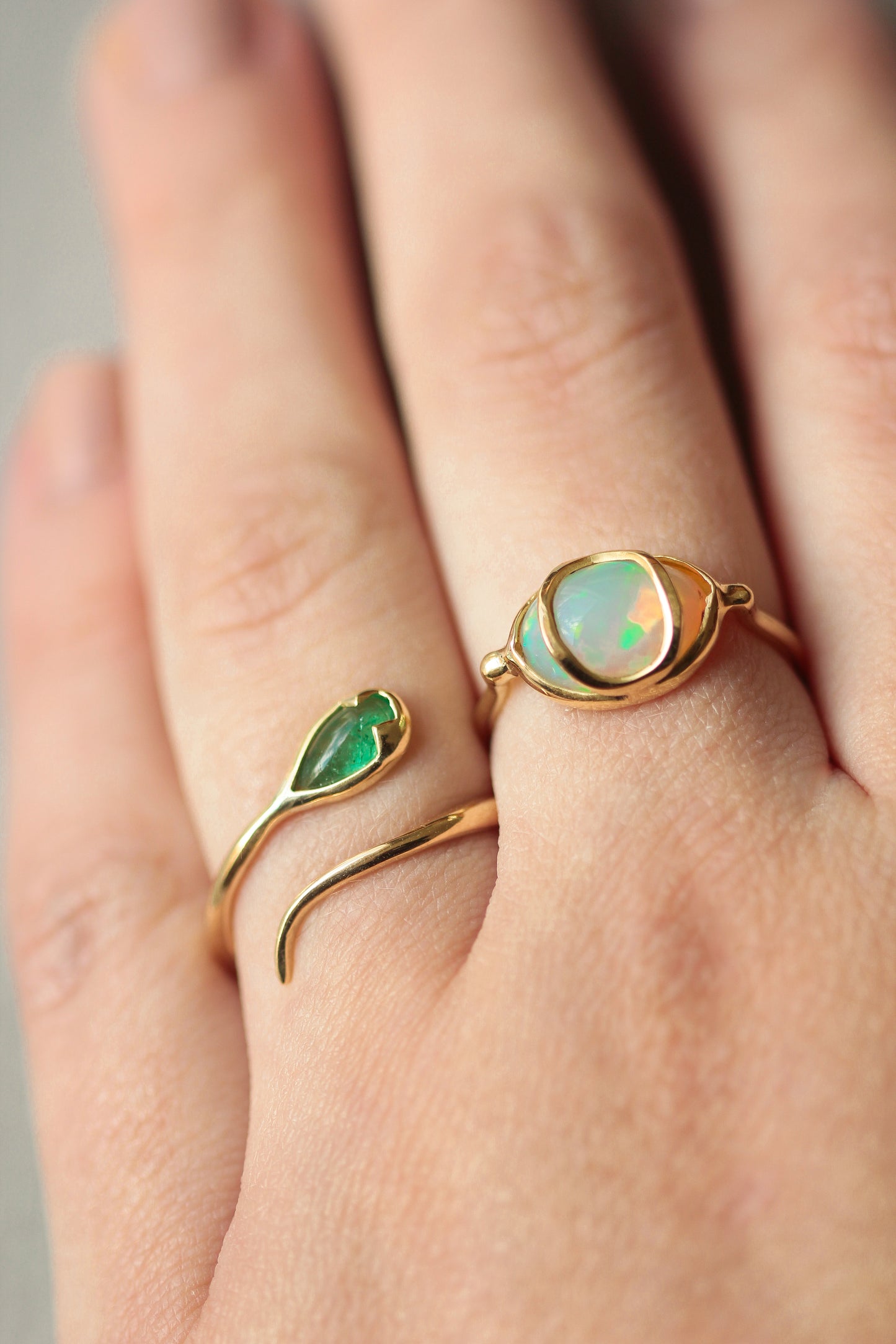 
                  
                    Third Eye Ring in Ethiopian Opal and 18k Gold
                  
                