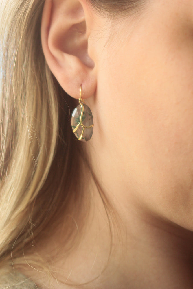 
                  
                    Butterfly Earrings in Moss Agate & 18k Gold
                  
                