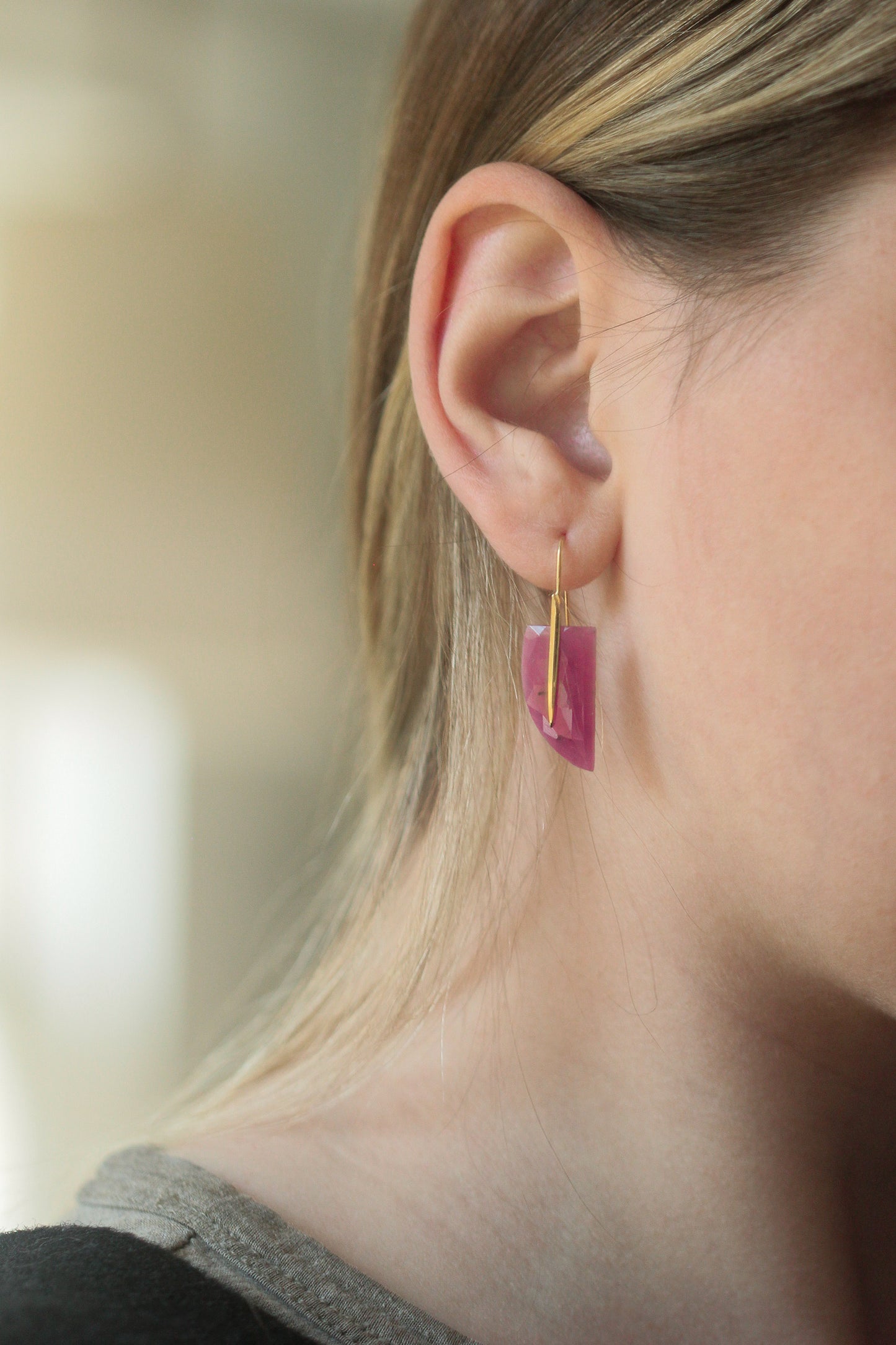 
                  
                    Feather Earrings in Pink Sapphire & 18k Gold
                  
                
