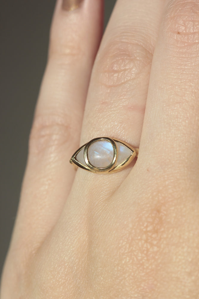 
                  
                    Third Eye Ring in Rainbow Moonstone and 18k Gold
                  
                