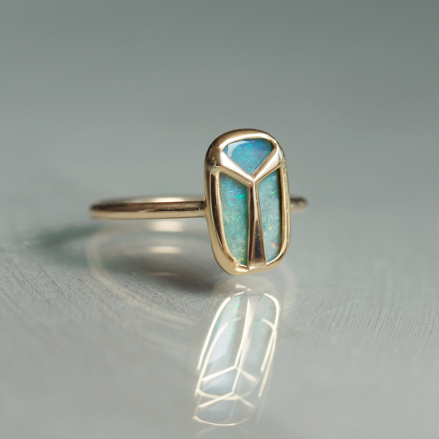 
                  
                    Lucky Scarab Ring in Rectangular Opal & 14k Gold
                  
                