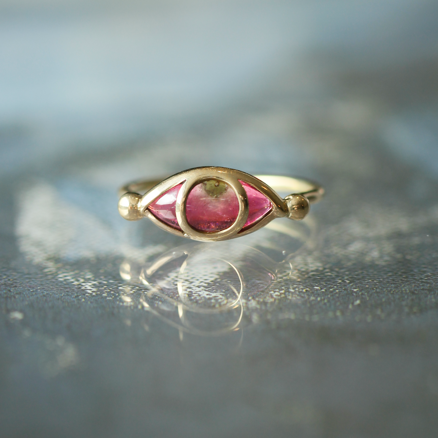 
                  
                    Third Eye Ring in Watermelon Tourmaline and 18k Gold
                  
                