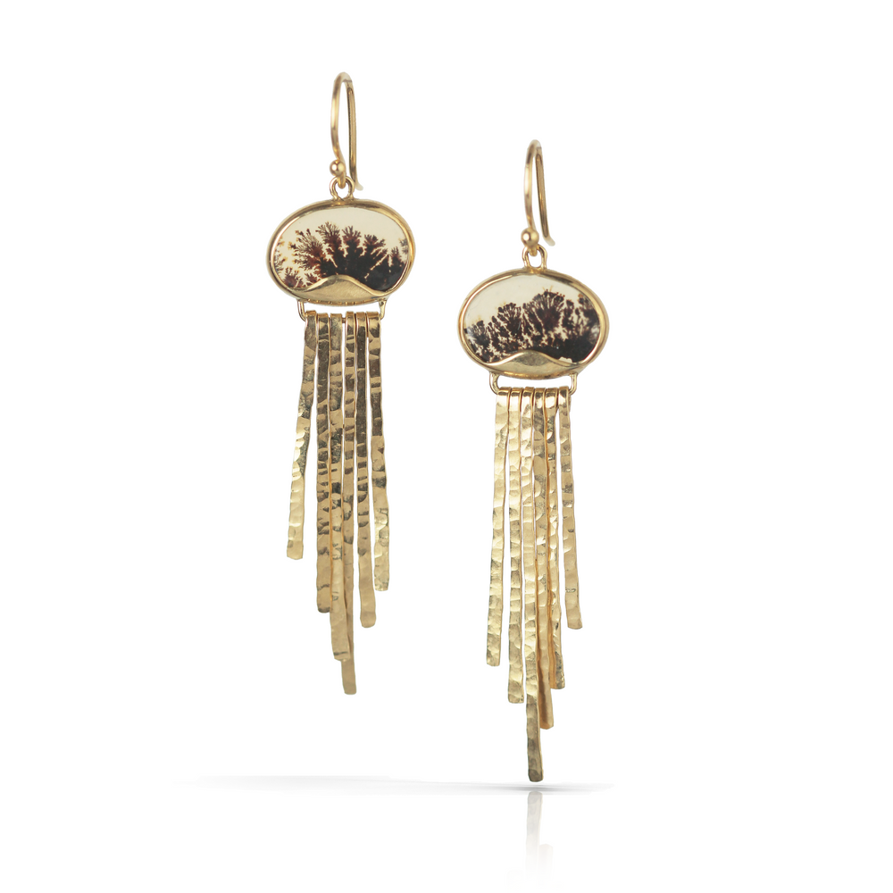 Jellyfish Earrings in Montana Agate & 18k Gold