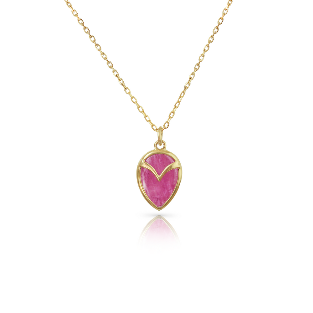 Owl Pendant in Pink Sapphire and 18k Gold