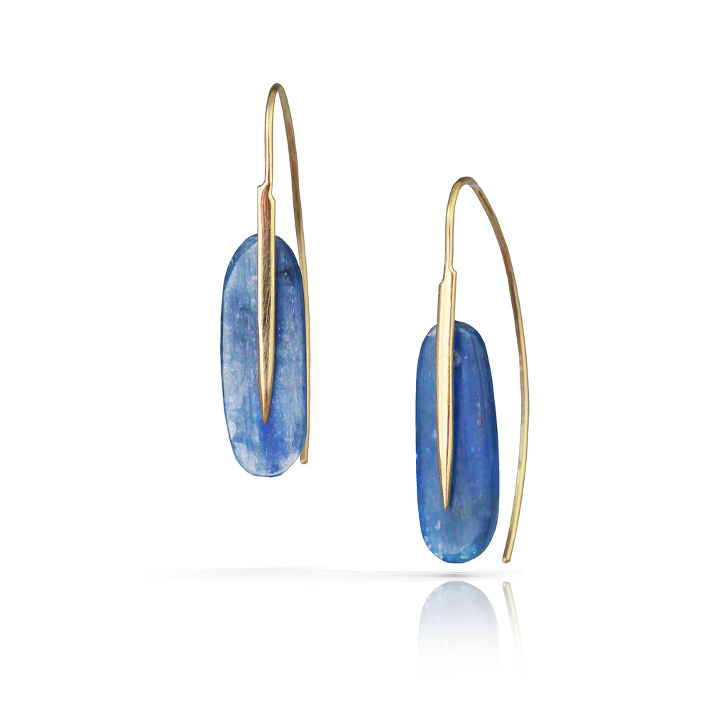 
                  
                    Feather Earrings in Kyanite and 18k Gold
                  
                